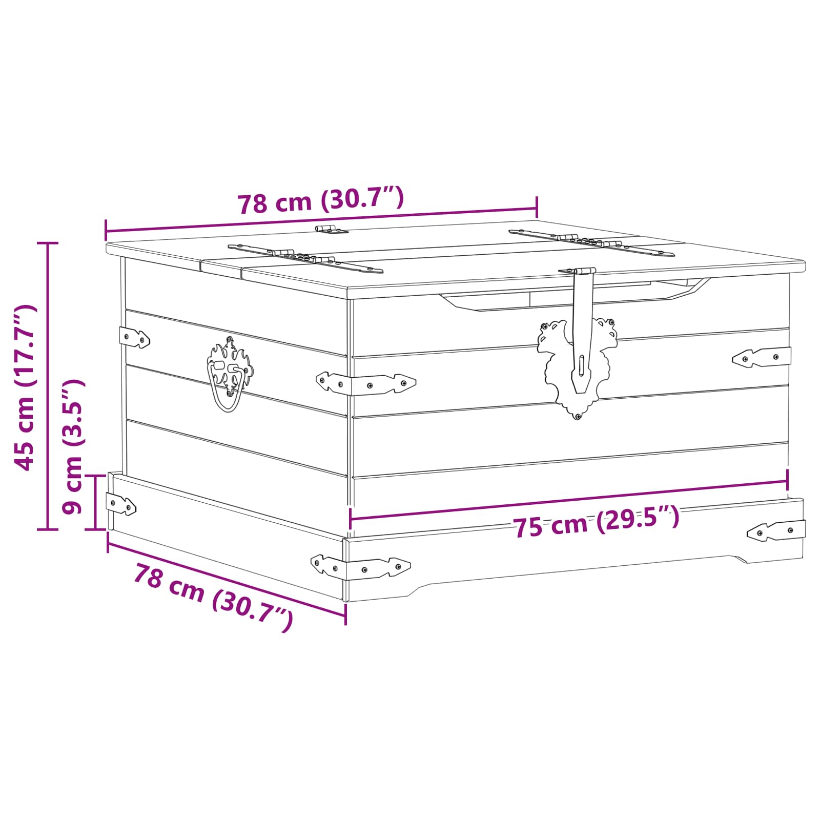 storage box avec étagère Blanc 78 x 78 x 45 cm Pin massif - XIOS
