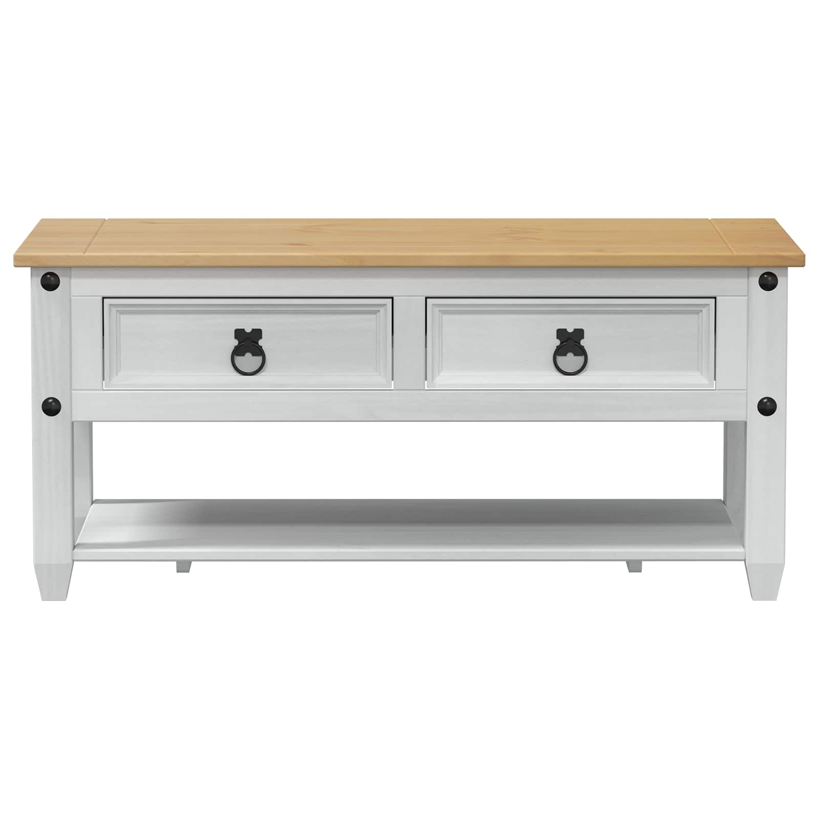 Table basse avec tiroir Blanc 100 x 48 x 45 cm Pin massif - XIOS