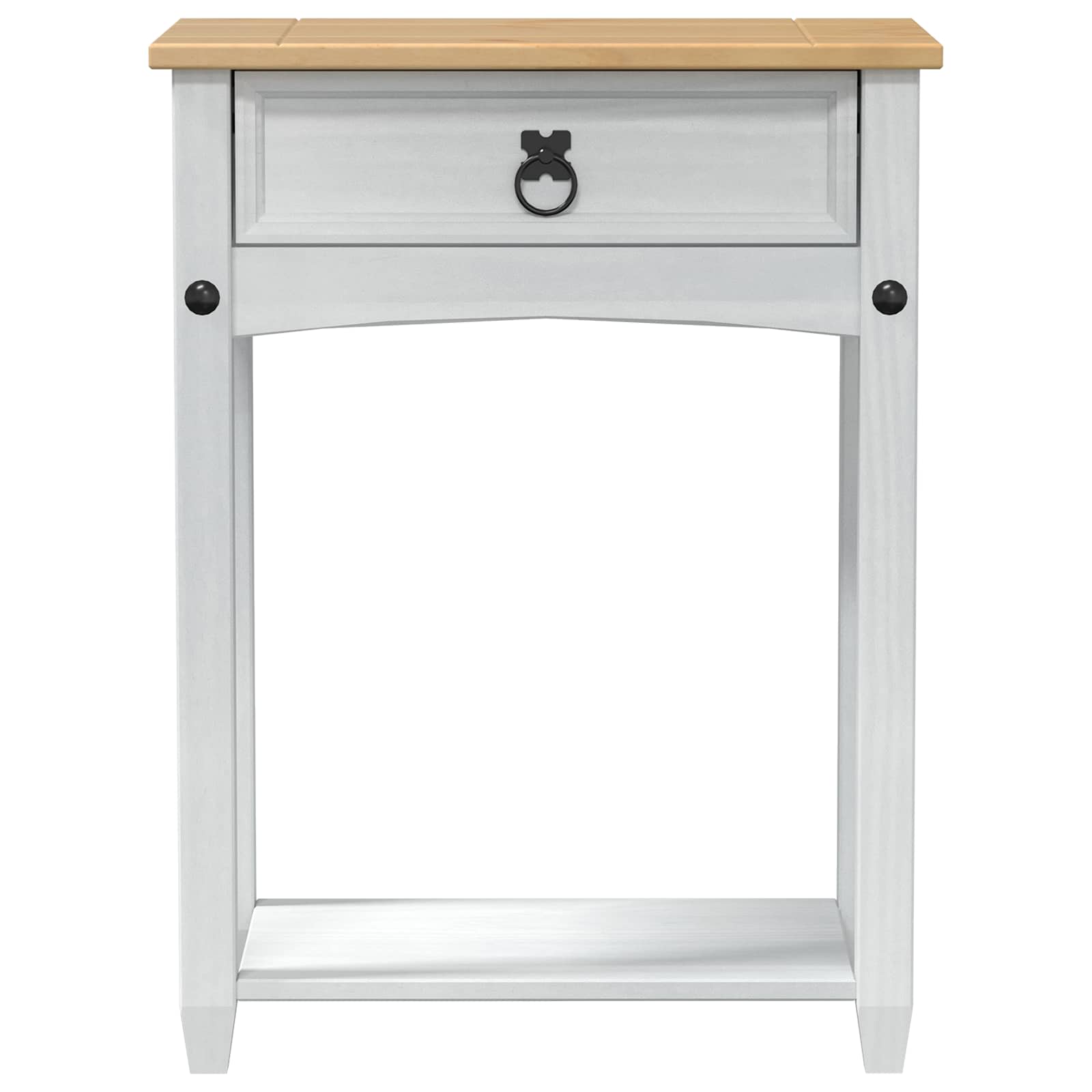 Table console avec tiroir Blanc 55 x 35 x 73 cm Pin massif - XIOS