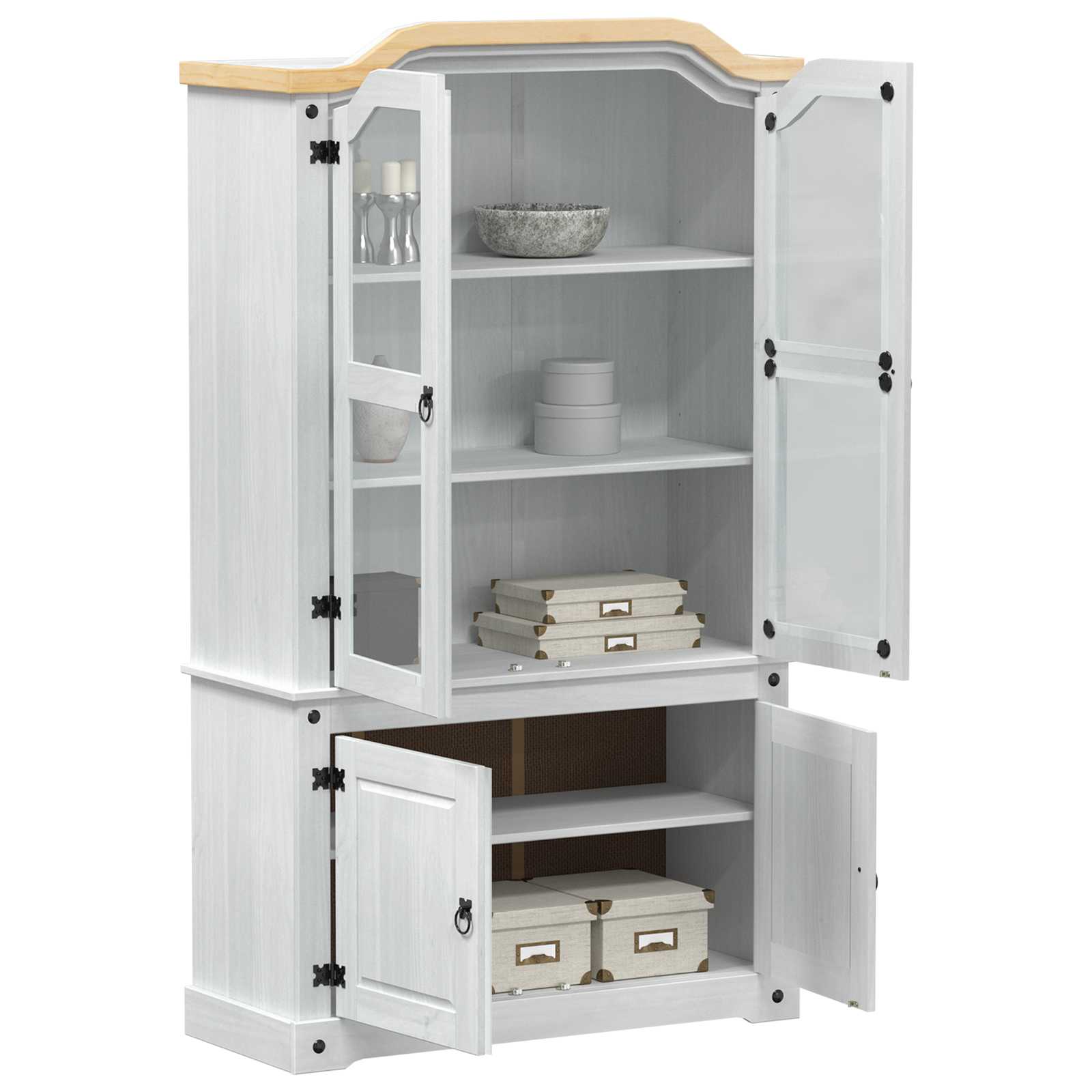 Vitrine Blanc 103,5 x 42 x 180 cm Pin massif - XIOS
