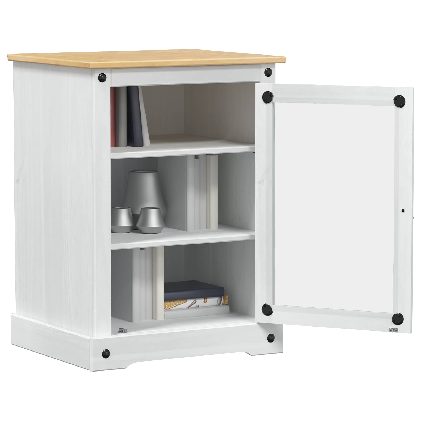 Cabinet HiFi Blanc 60 x 50 x 82 cm Pin massif - XIOS