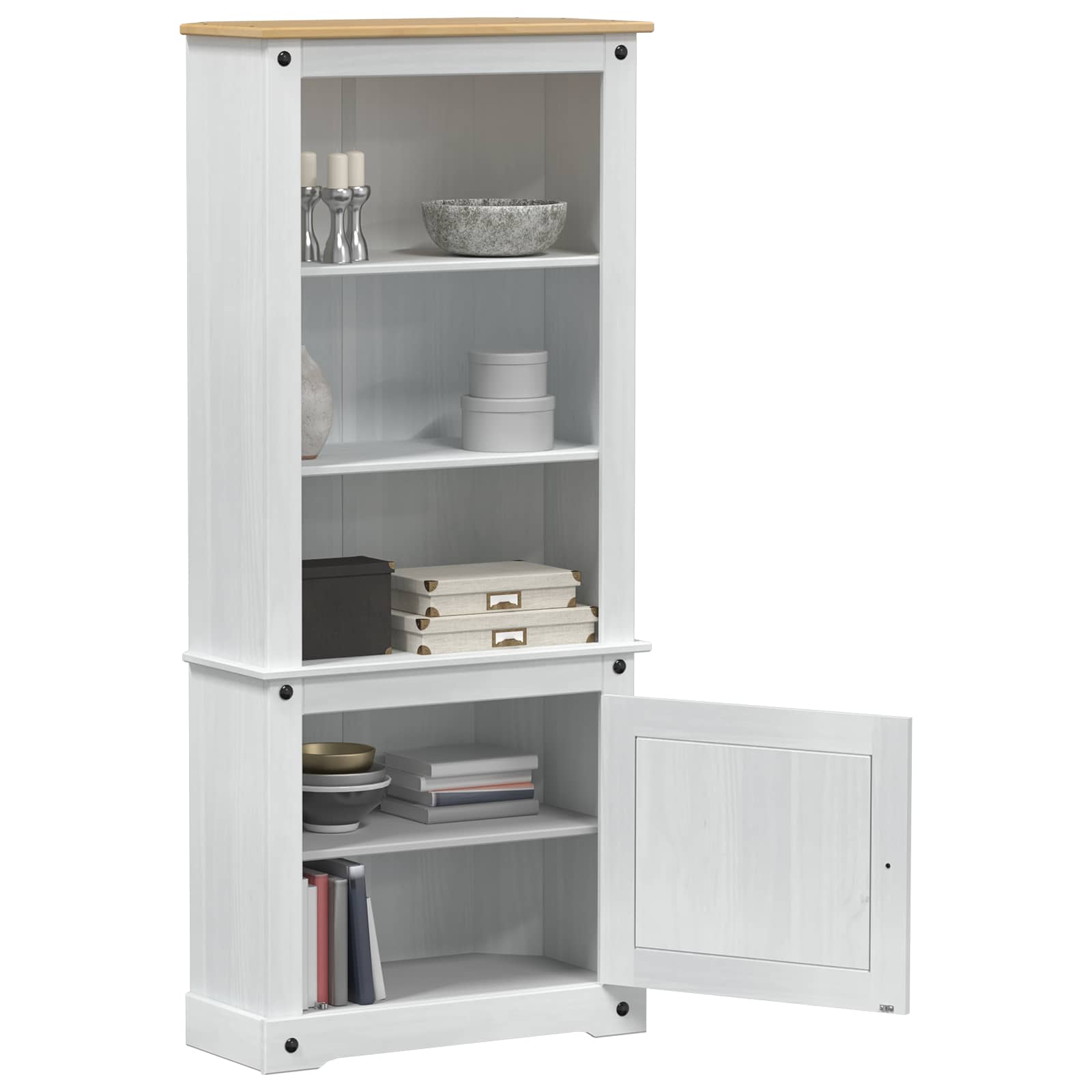 Haut Armoire Blanc 74 x 38 x 170 cm Pin massif - XIOS