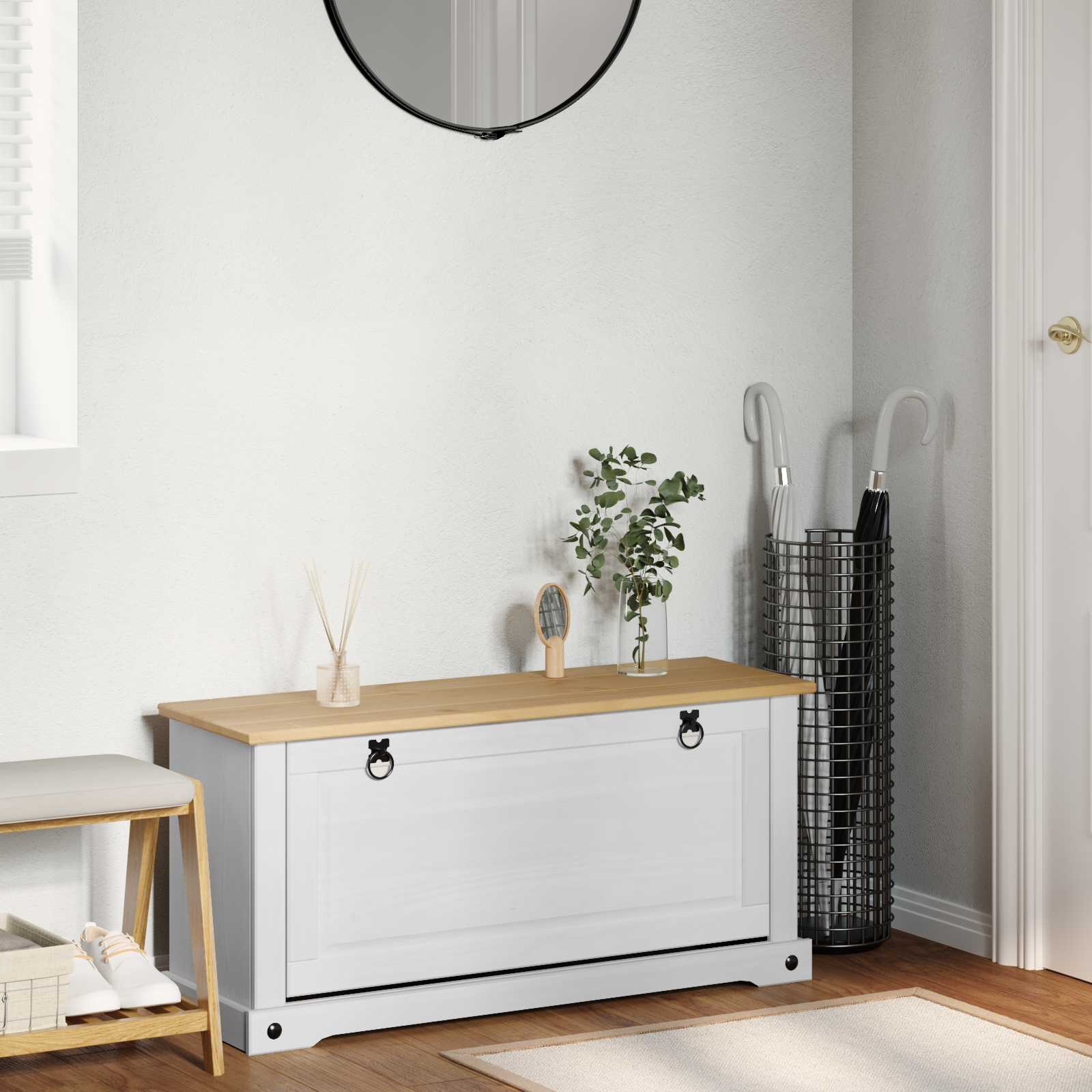 Cabinet à chaussures Corona Blanc 99 x 32 x 49 cm Pin massif - XIOS