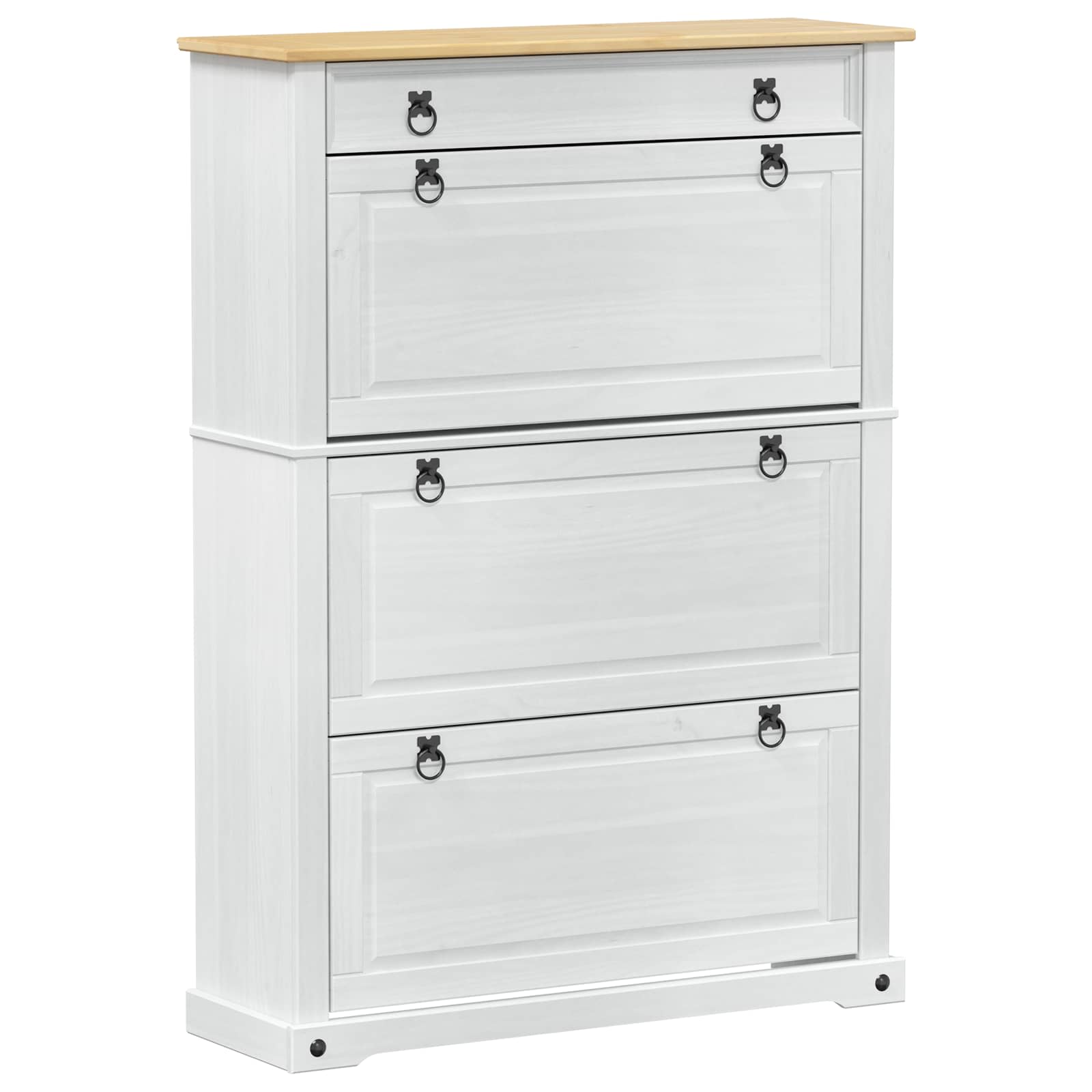Cabinet à chaussures Corona Blanc 99 x 32 x 138 cm Pin massif - XIOS