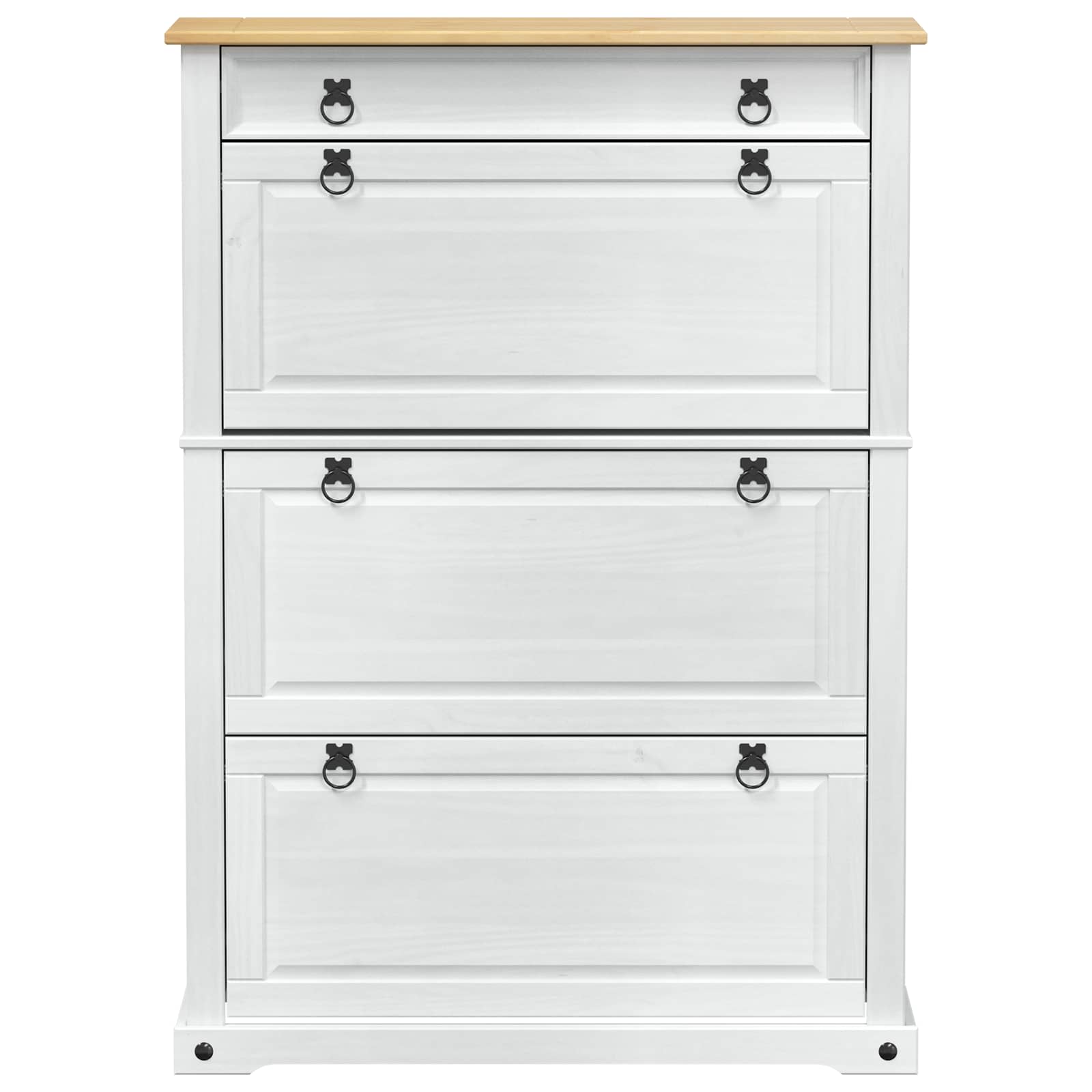 Cabinet à chaussures Corona Blanc 99 x 32 x 138 cm Pin massif - XIOS