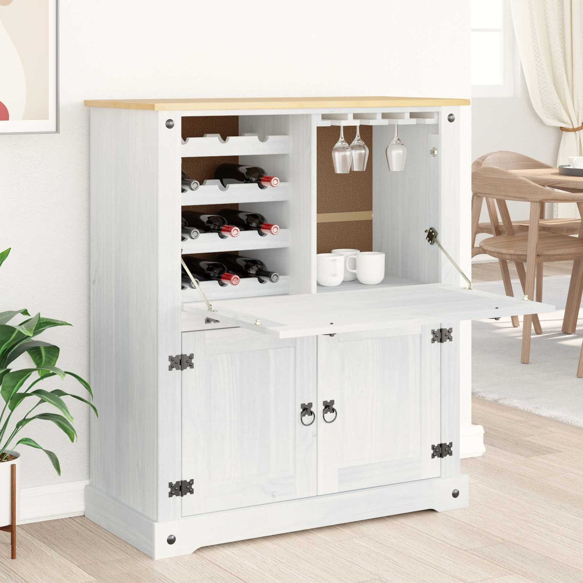 Cabinet à vin Blanc 97 x 45 x 114 cm Pin massif - XIOS
