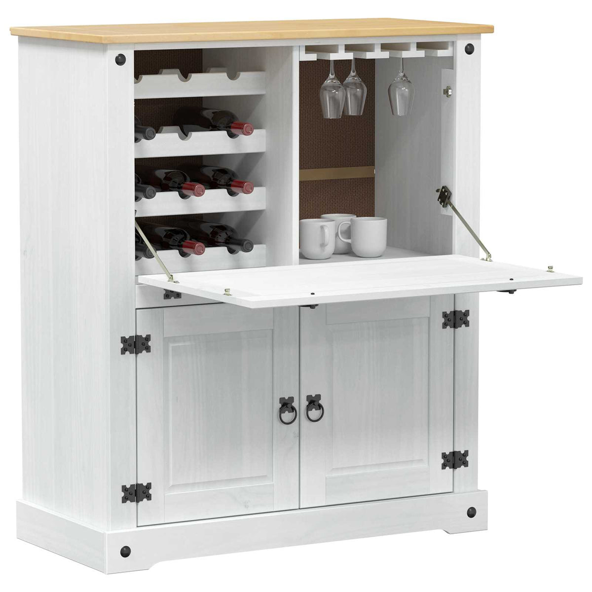 Cabinet à vin Blanc 97 x 45 x 114 cm Pin massif - XIOS