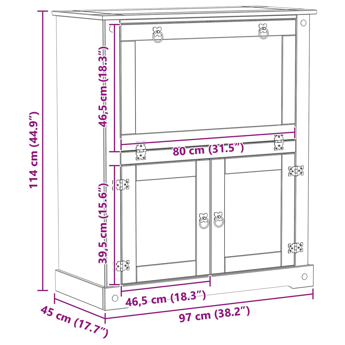 Cabinet à vin Blanc 97 x 45 x 114 cm Pin massif - XIOS