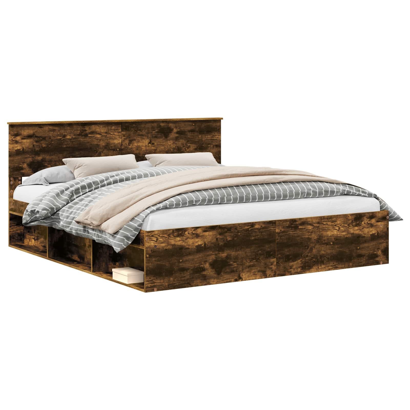 Cadre de lit Chêne fumé 200 x 200 cm Bois d'ingénierie - XIOS