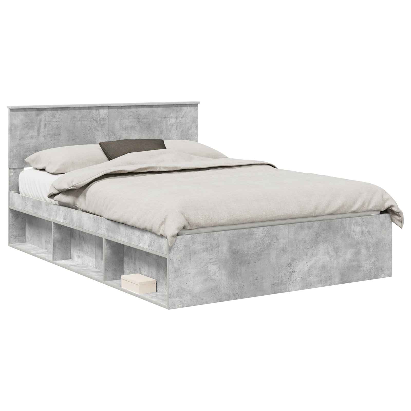 Cadre de lit Gris Béton 150 x 200 cm Bois d'ingénierie - XIOS