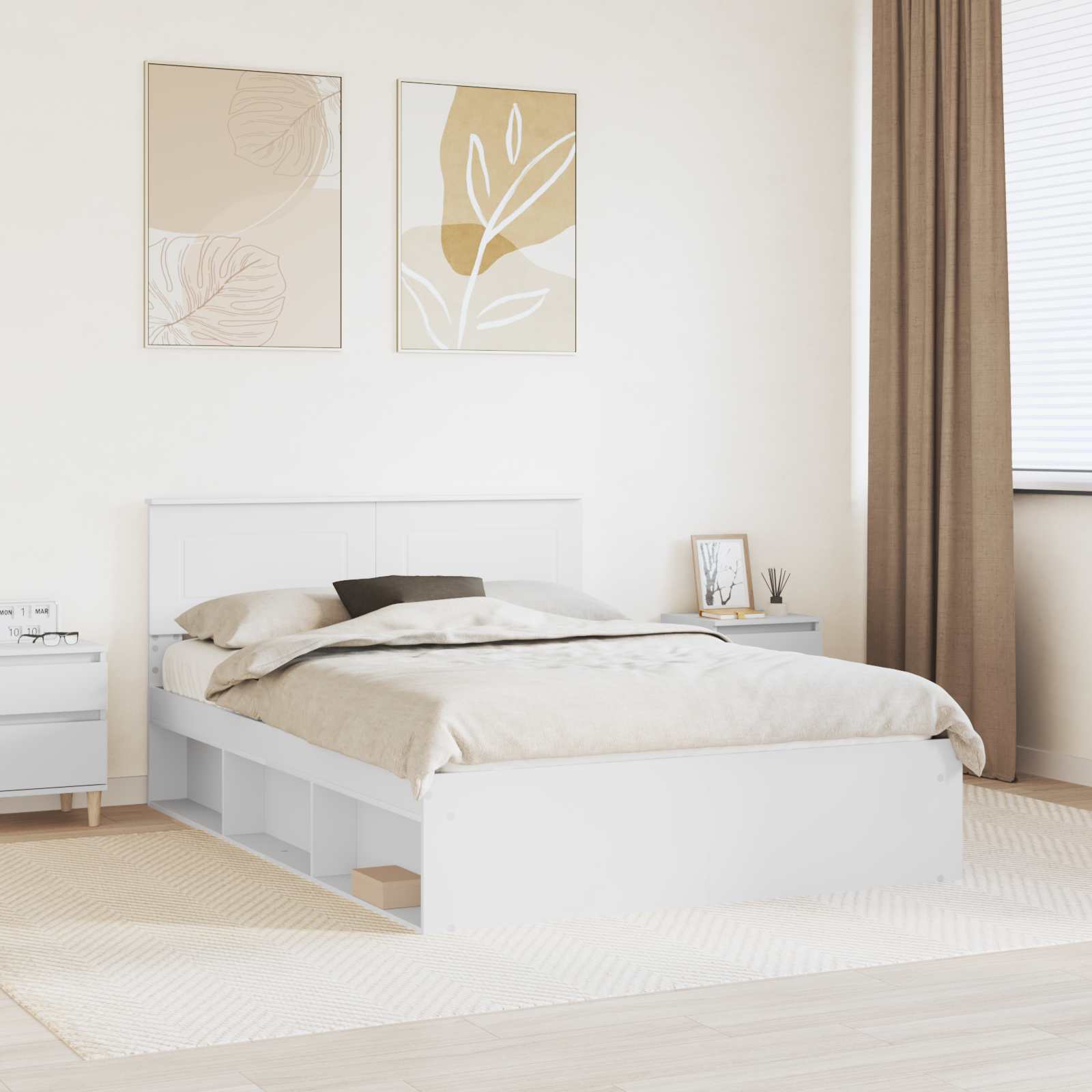 Cadre de lit Blanc 140 x 190 cm Bois d'ingénierie - XIOS