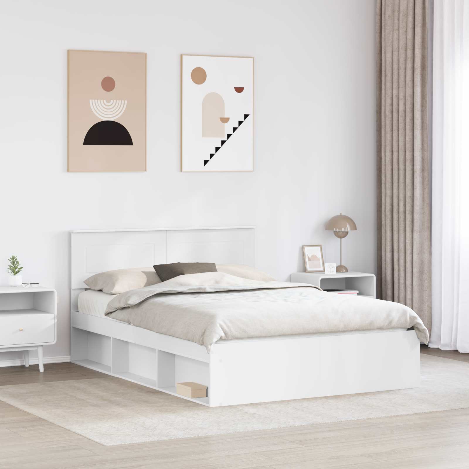Cadre de lit Blanc 140 x 190 cm Bois d'ingénierie - XIOS