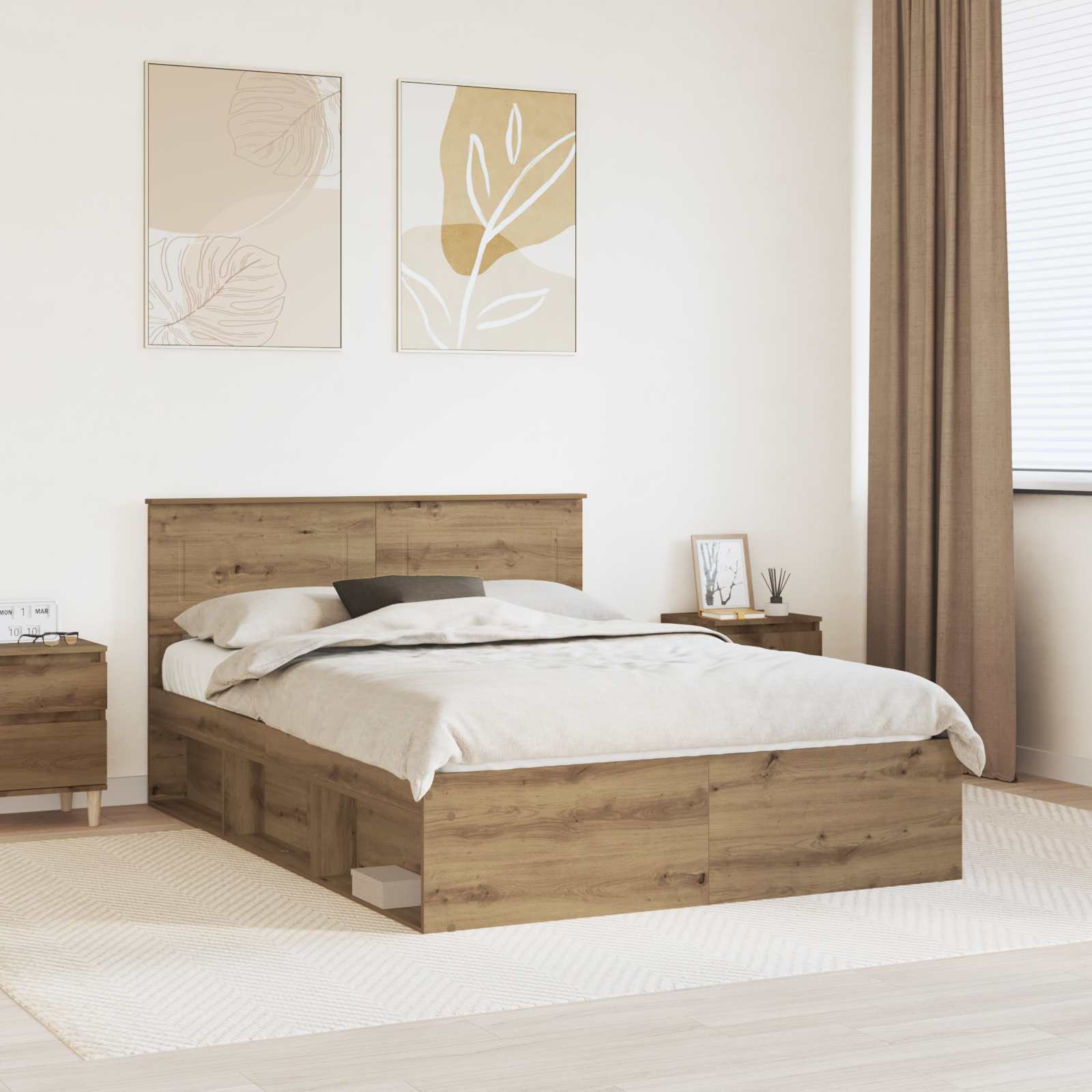 Cadre de lit Chêne artisan 140 x 190 cm Bois d'ingénierie - XIOS