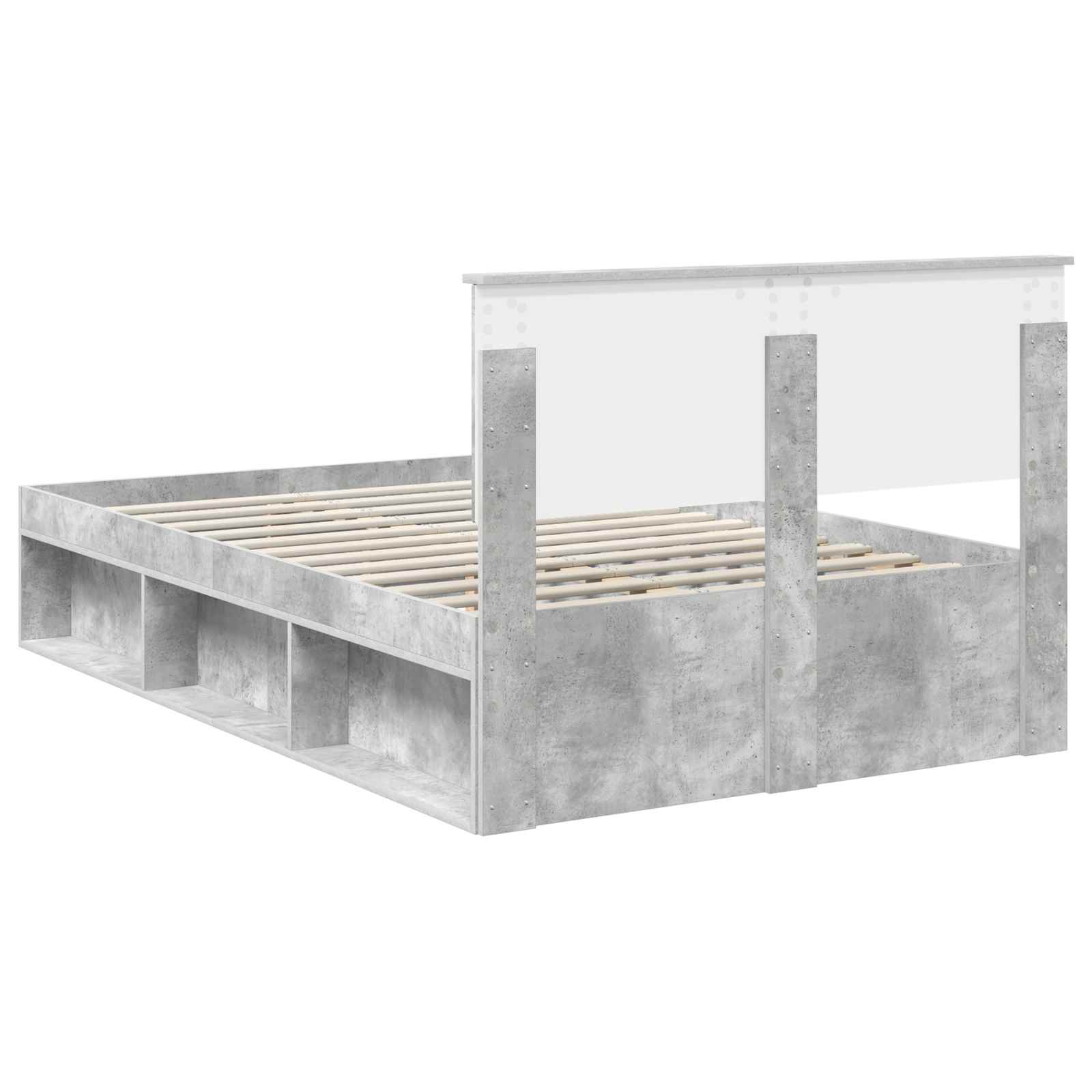 Cadre de lit Gris Béton 135 x 190 cm Bois d'ingénierie - XIOS