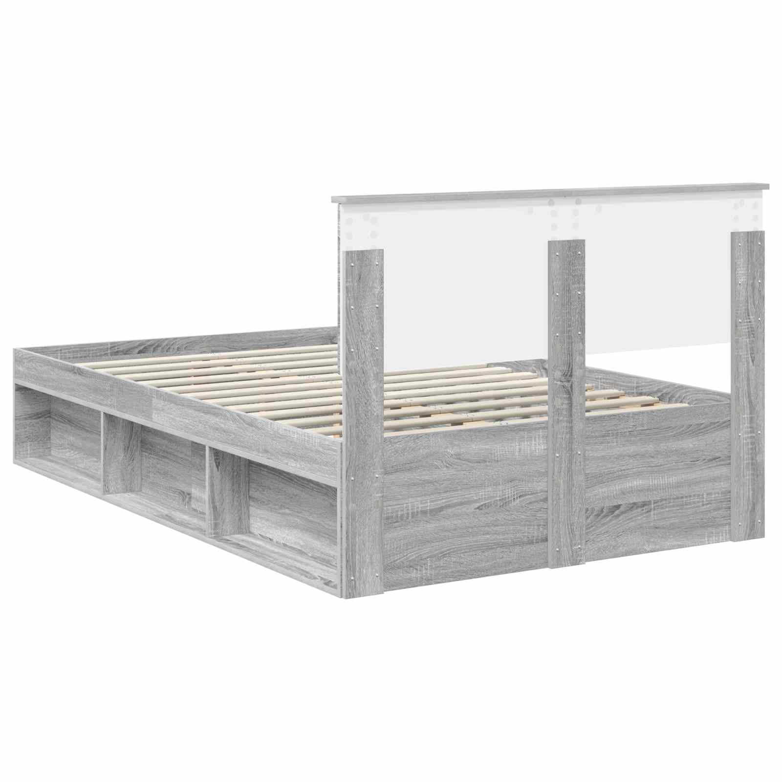 Cadre de lit Gris Sonoma 135 x 190 cm Bois d'ingénierie - XIOS