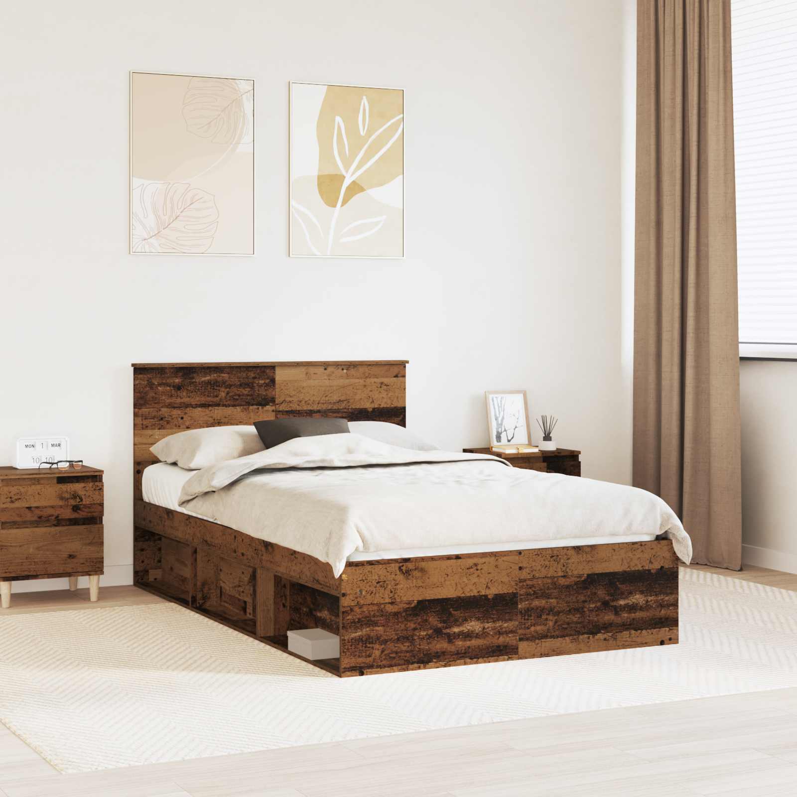 Cadre de lit Bois ancien 135 x 190 cm Bois d'ingénierie - XIOS
