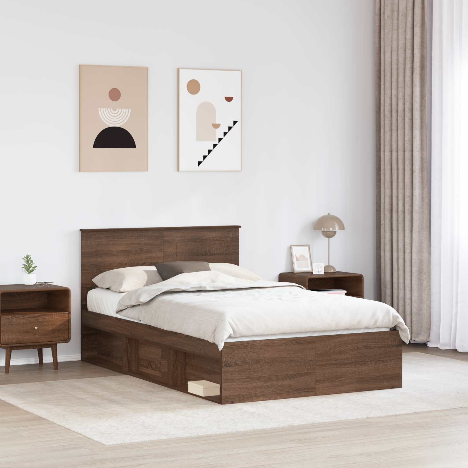 Cadre de lit Chêne brun 120 x 200 cm Bois d'ingénierie - XIOS