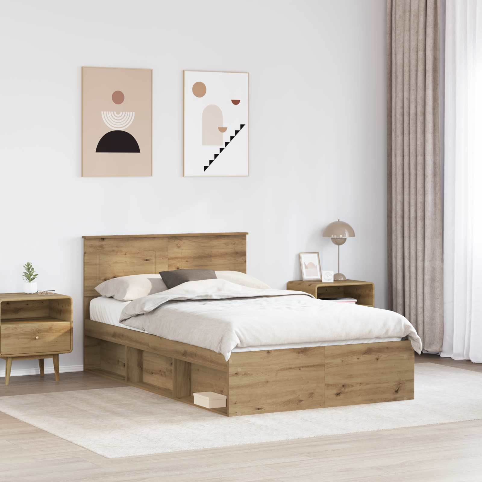 Cadre de lit Chêne artisan 120 x 200 cm Bois d'ingénierie - XIOS