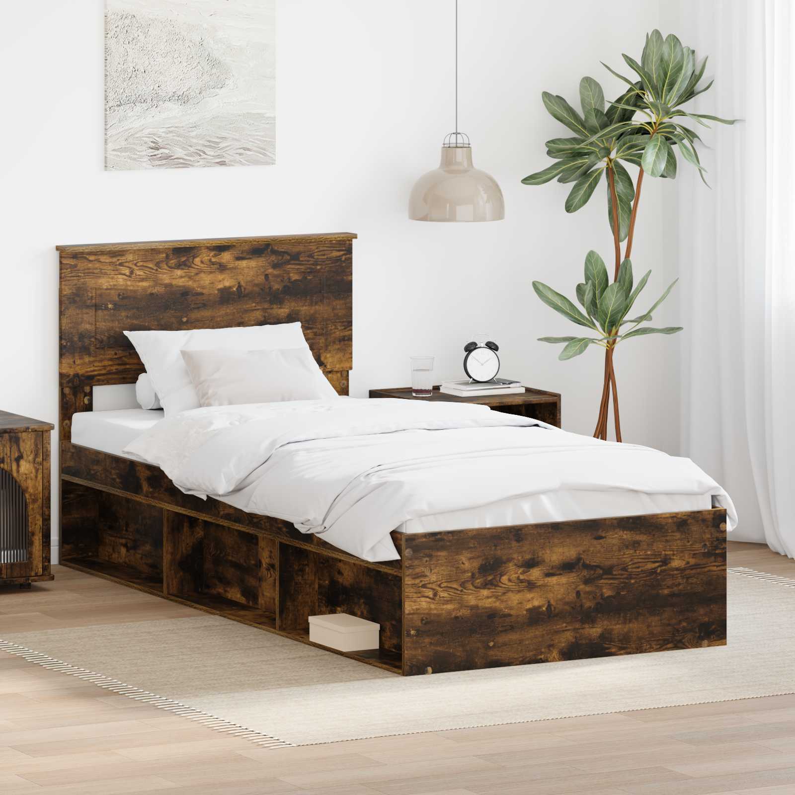 Cadre de lit Chêne fumé 90 x 190 cm Bois d'ingénierie - XIOS