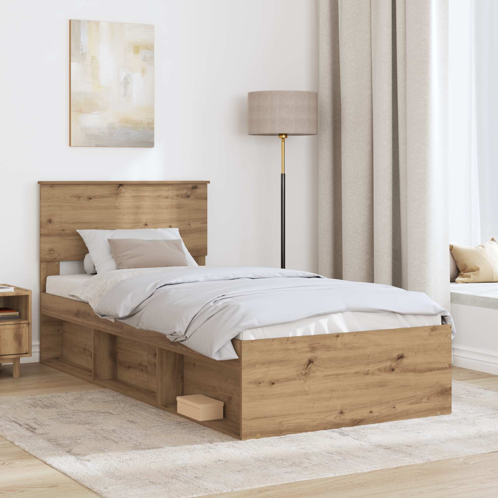 Cadre de lit Chêne artisan 90 x 190 cm Bois d'ingénierie - XIOS
