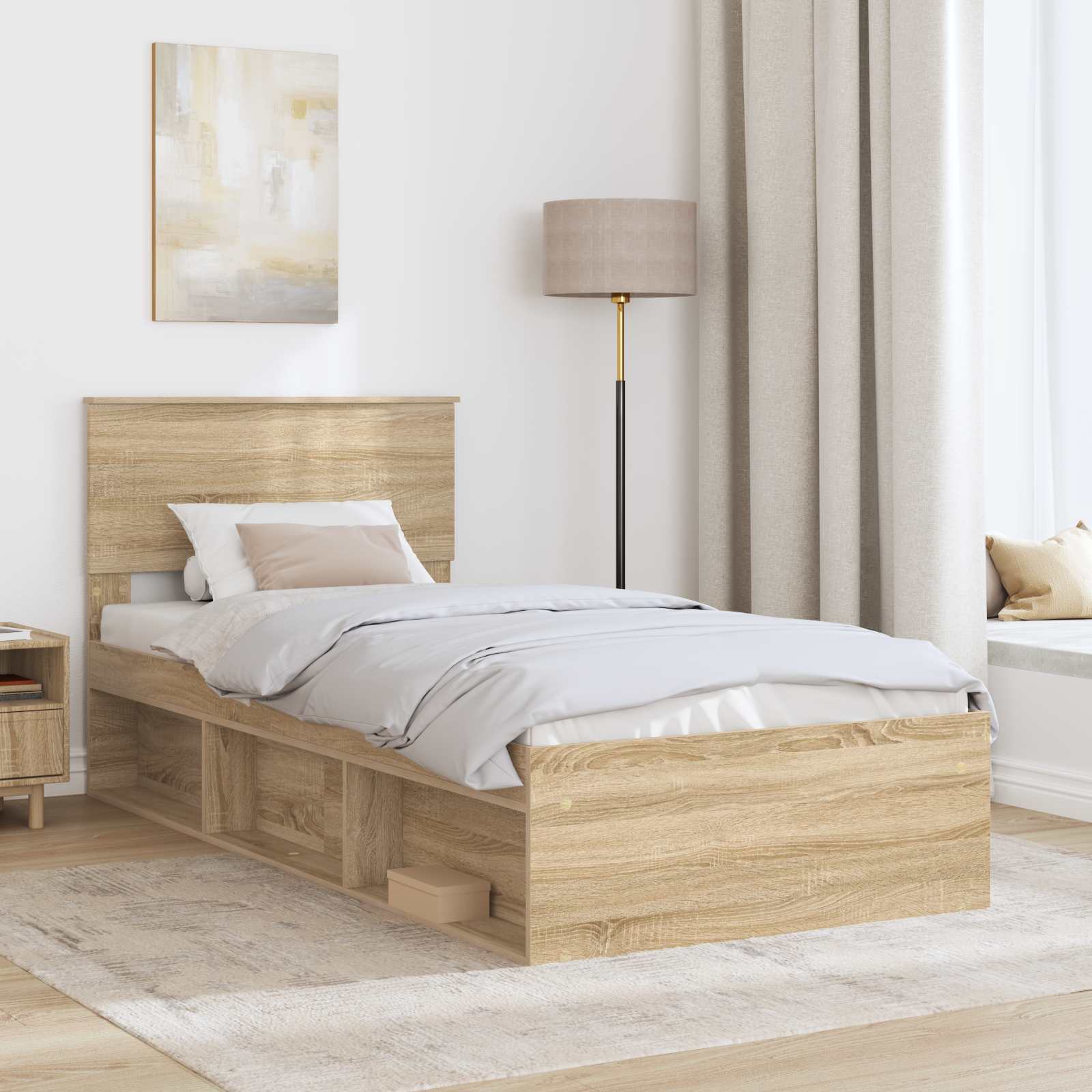 Cadre de lit Chêne Sonoma 75 x 190 cm Bois d'ingénierie - XIOS