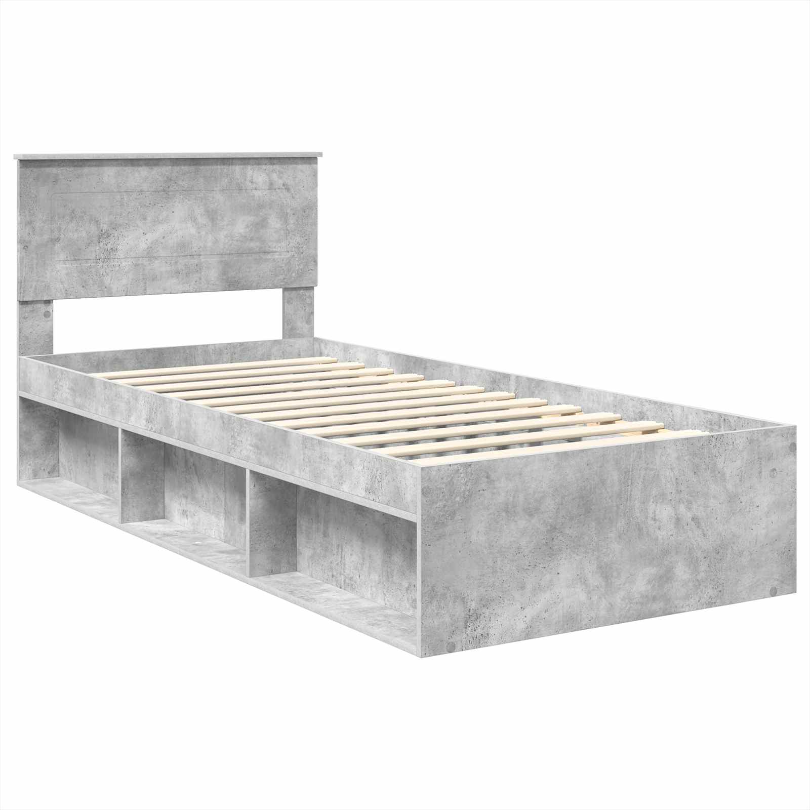 Cadre de lit Gris Béton 75 x 190 cm Bois d'ingénierie - XIOS
