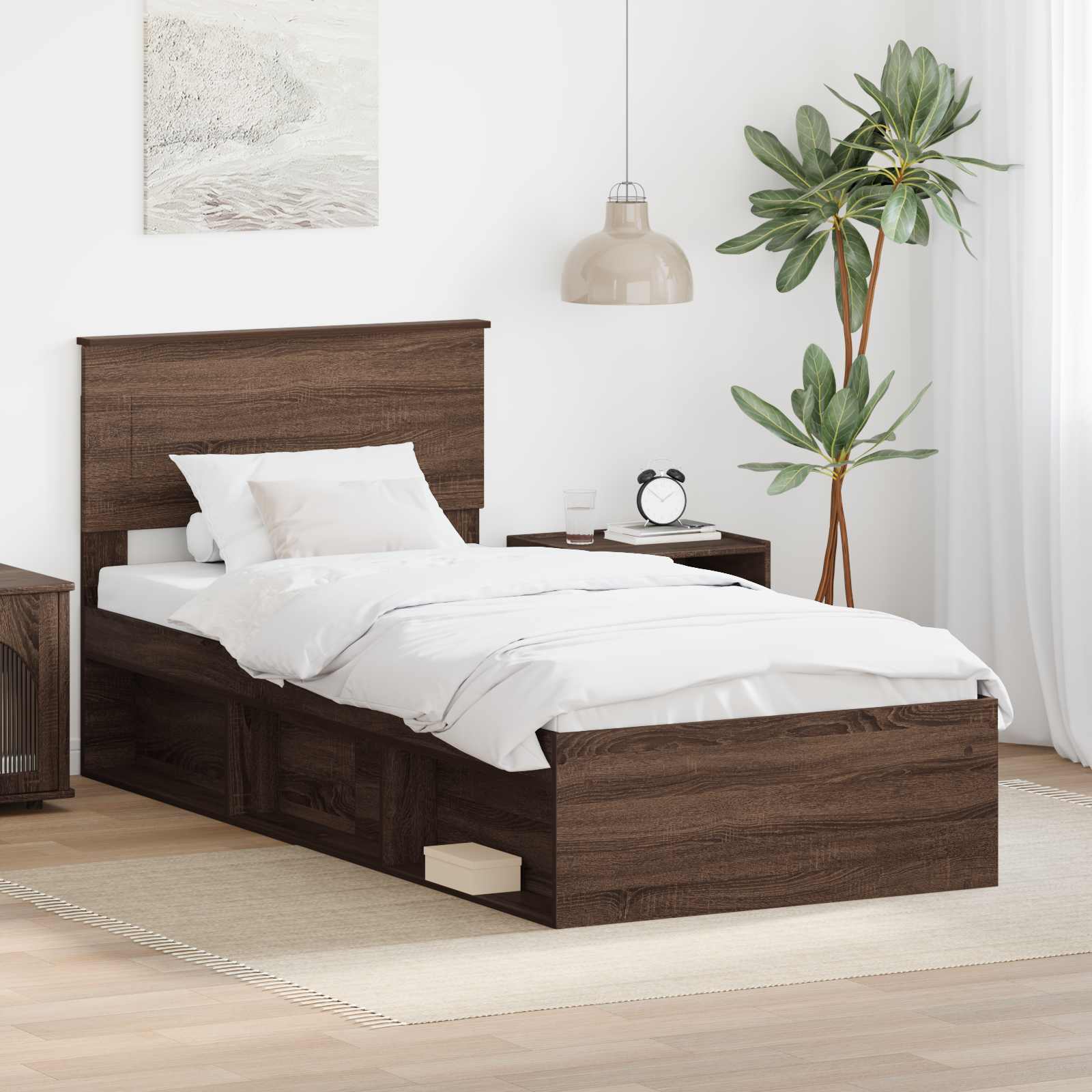 Cadre de lit Chêne brun 75 x 190 cm Bois d'ingénierie - XIOS
