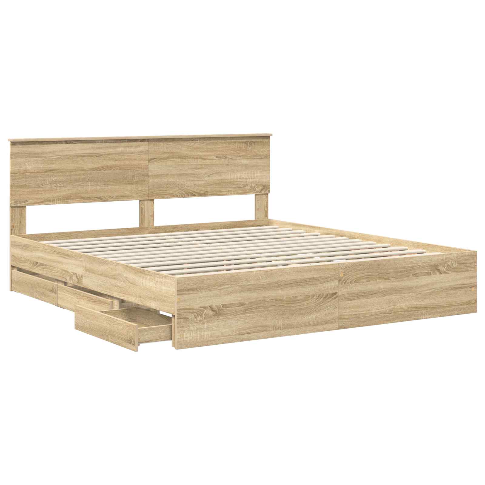 Cadre de lit Chêne Sonoma 200 x 200 cm Bois Ingénierie - XIOS