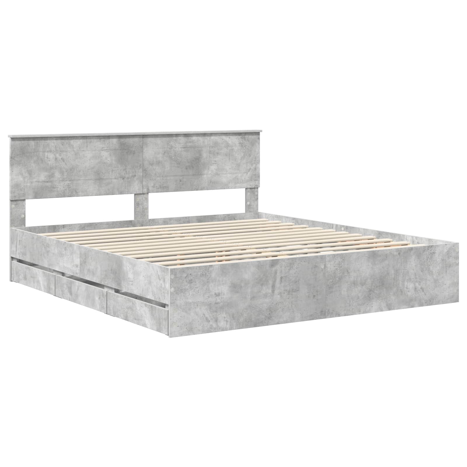 Cadre de lit Gris béton 200 x 200 cm Bois Ingénierie - XIOS