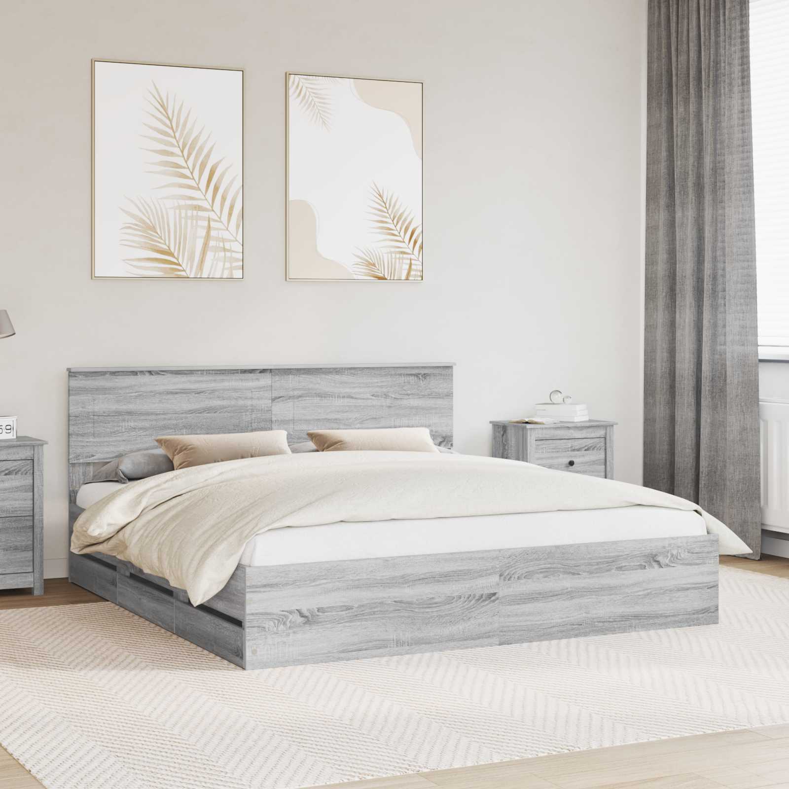 Cadre de lit Gris Sonoma 180 x 200 cm Bois Ingénierie - XIOS