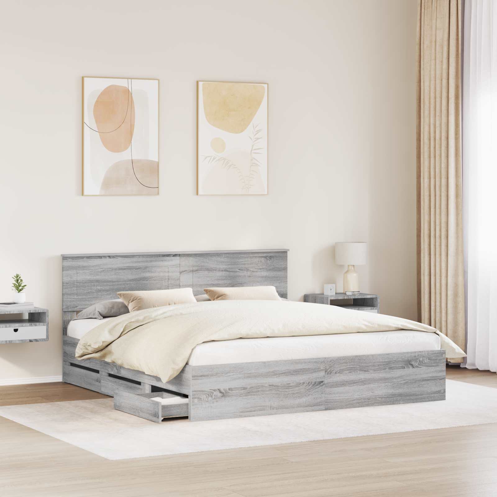 Cadre de lit Gris Sonoma 180 x 200 cm Bois Ingénierie - XIOS