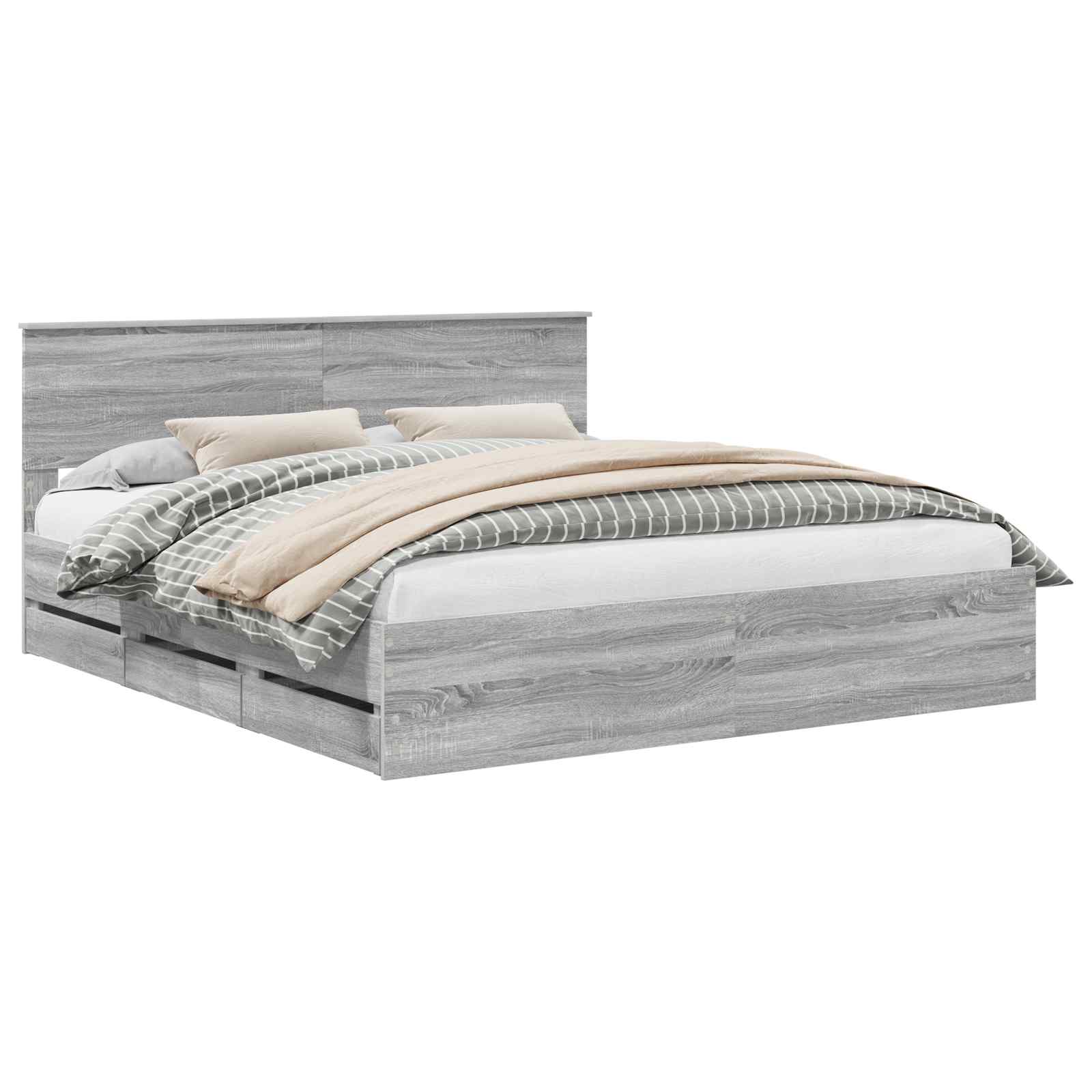 Cadre de lit Gris Sonoma 180 x 200 cm Bois Ingénierie - XIOS