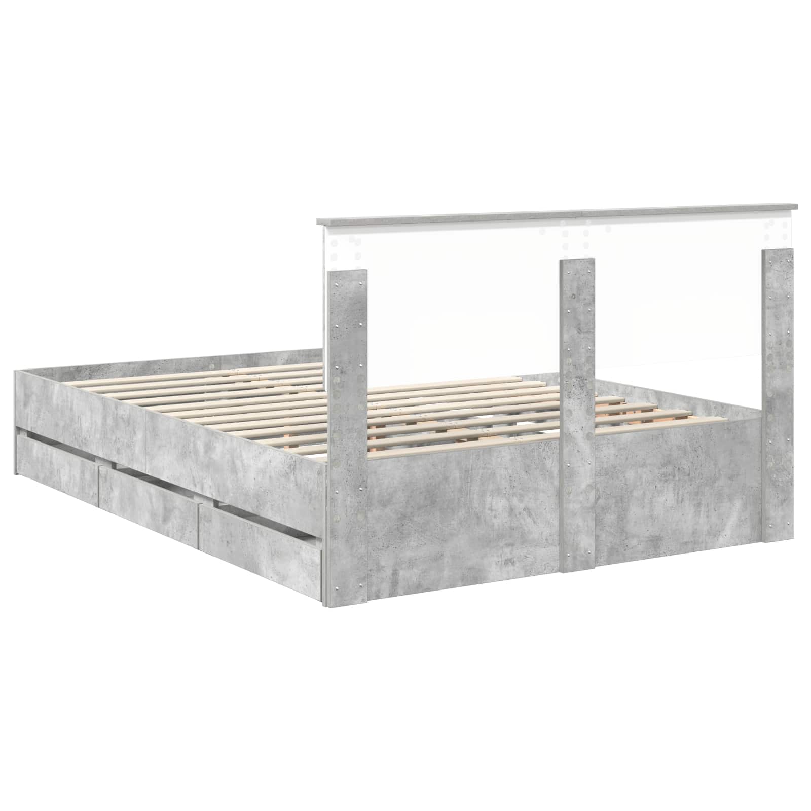Cadre de lit Gris béton 150 x 200 cm Bois Ingénierie - XIOS