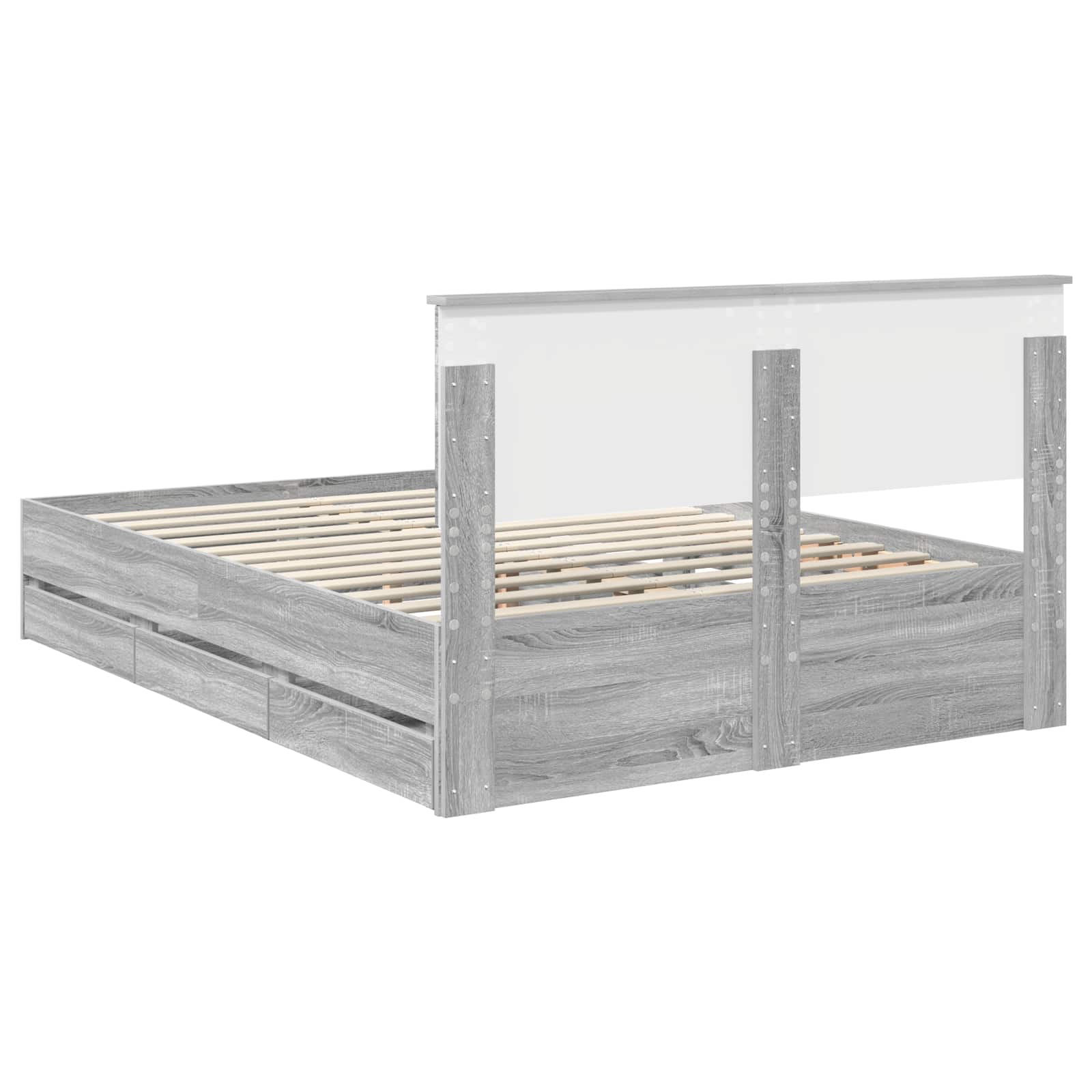Cadre de lit Gris Sonoma 150 x 200 cm Bois Ingénierie - XIOS
