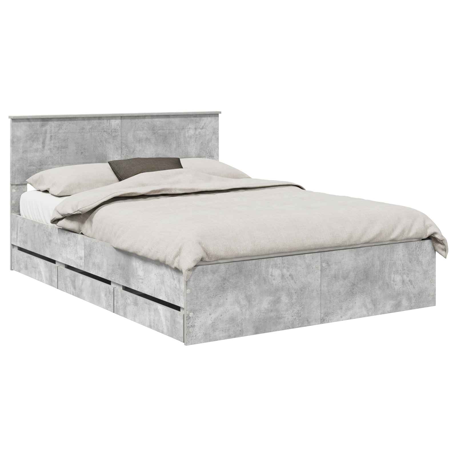 Cadre de lit Gris béton 140 x 190 cm Bois Ingénierie - XIOS