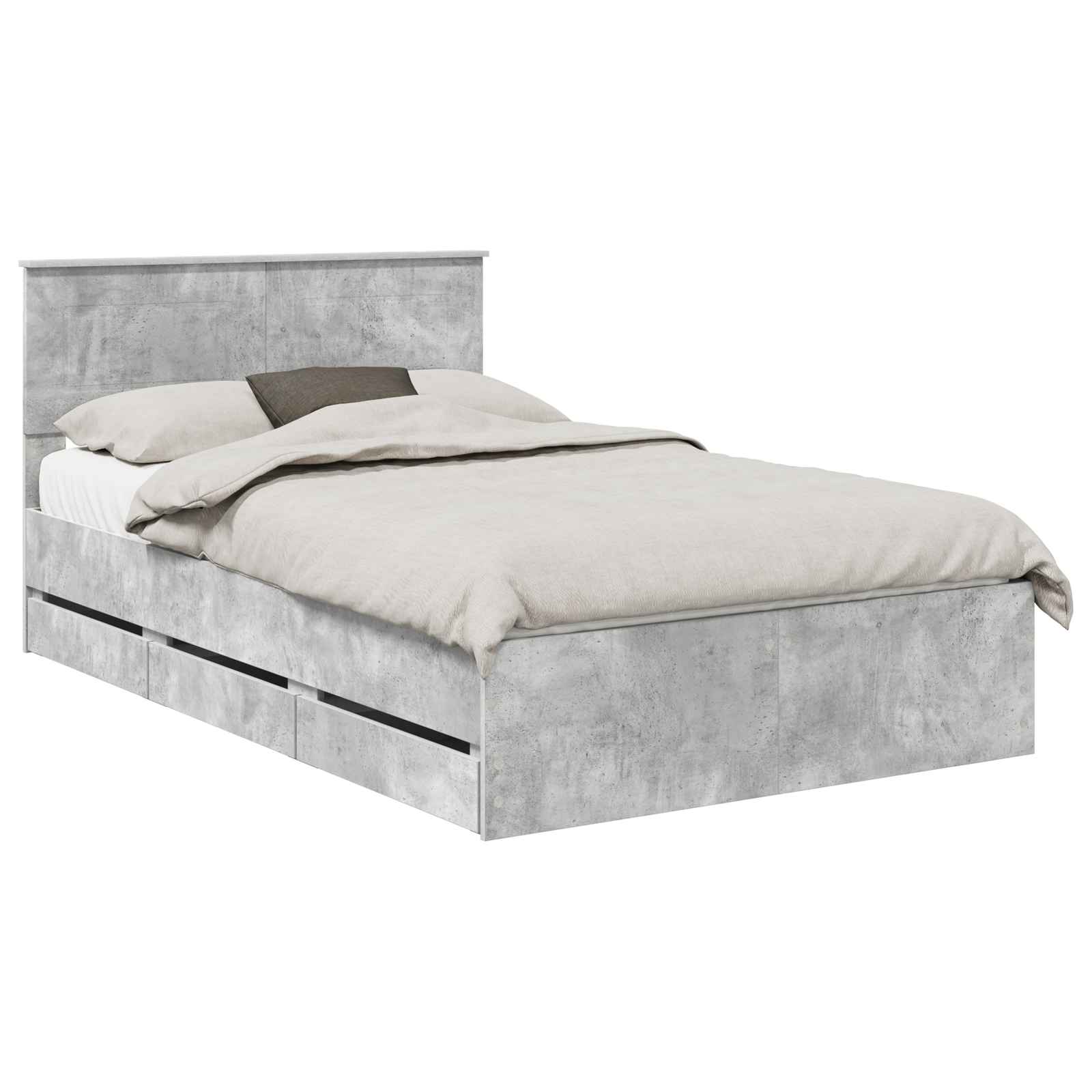 Cadre de lit Gris béton 135 x 190 cm Bois Ingénierie - XIOS