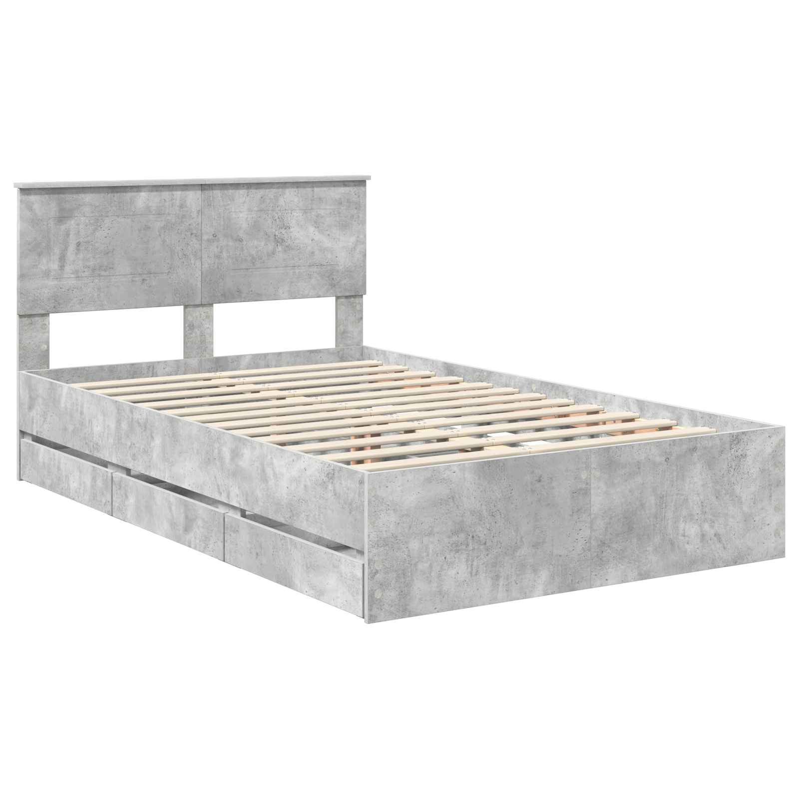Cadre de lit Gris béton 135 x 190 cm Bois Ingénierie - XIOS