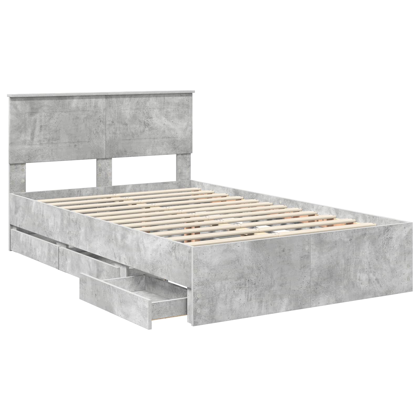Cadre de lit Gris béton 135 x 190 cm Bois Ingénierie - XIOS