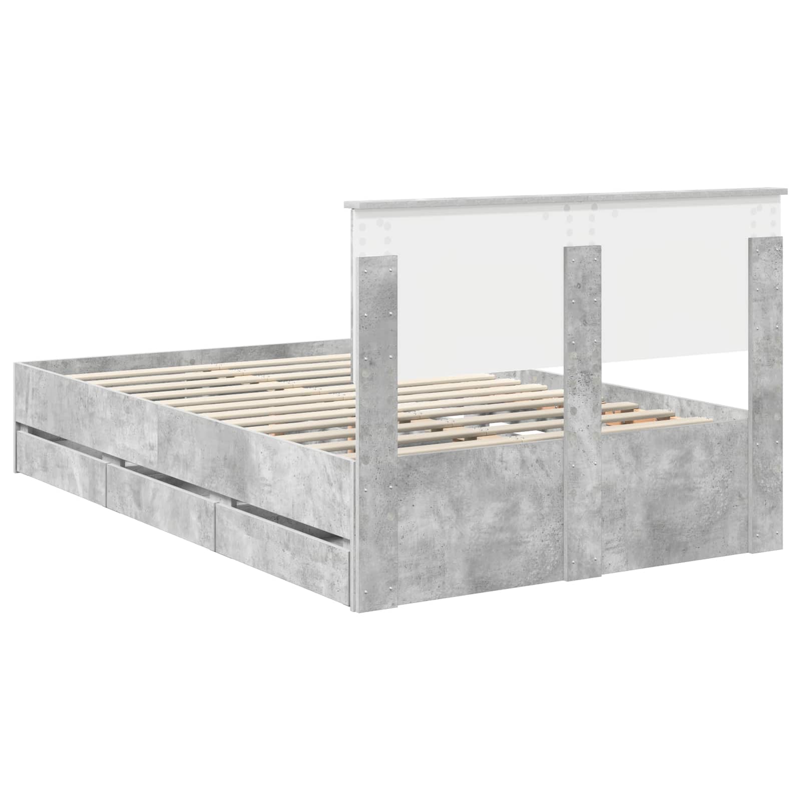 Cadre de lit Gris béton 135 x 190 cm Bois Ingénierie - XIOS