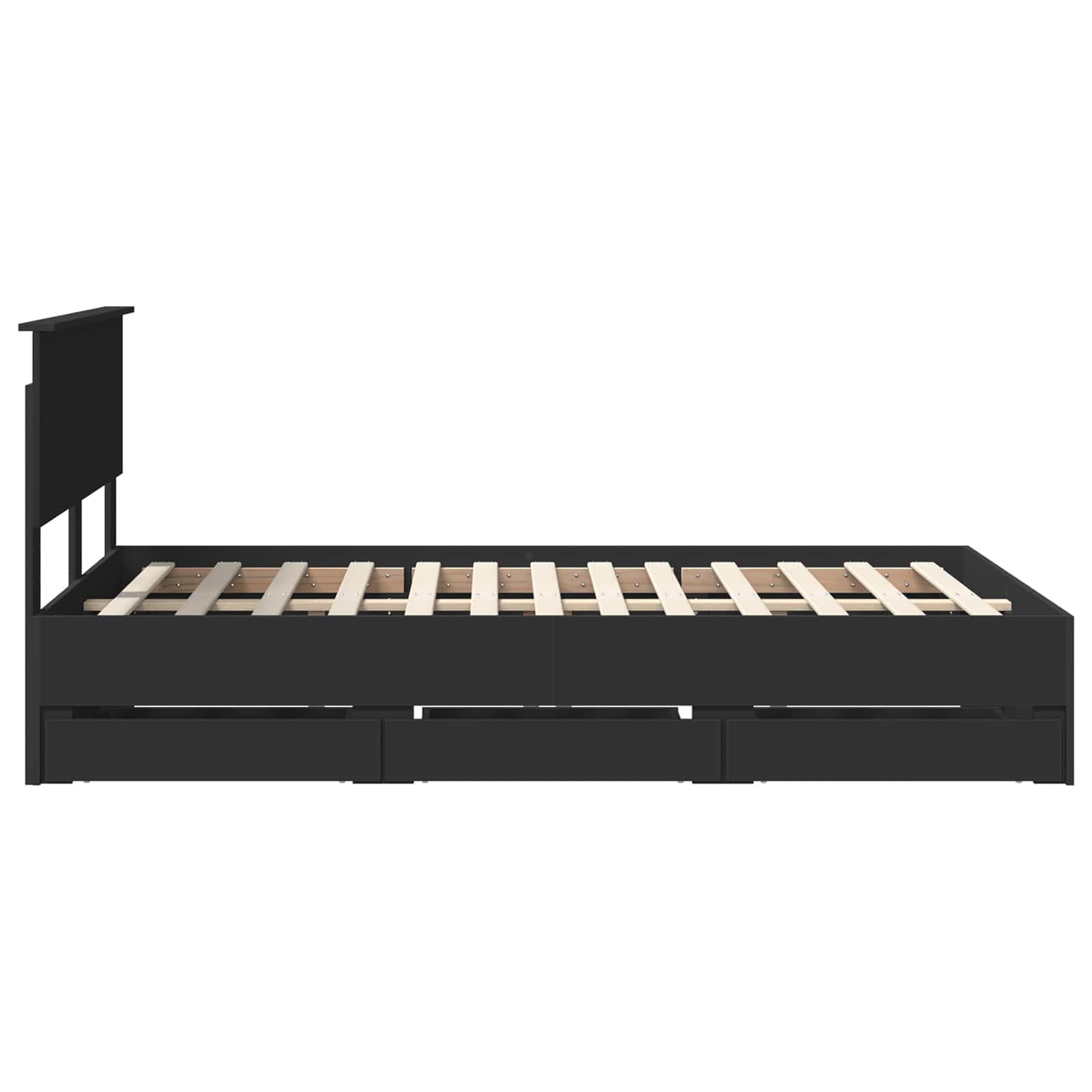 Cadre de lit avec tiroir Noir 120 x 190 cm Bois Ingénierie
