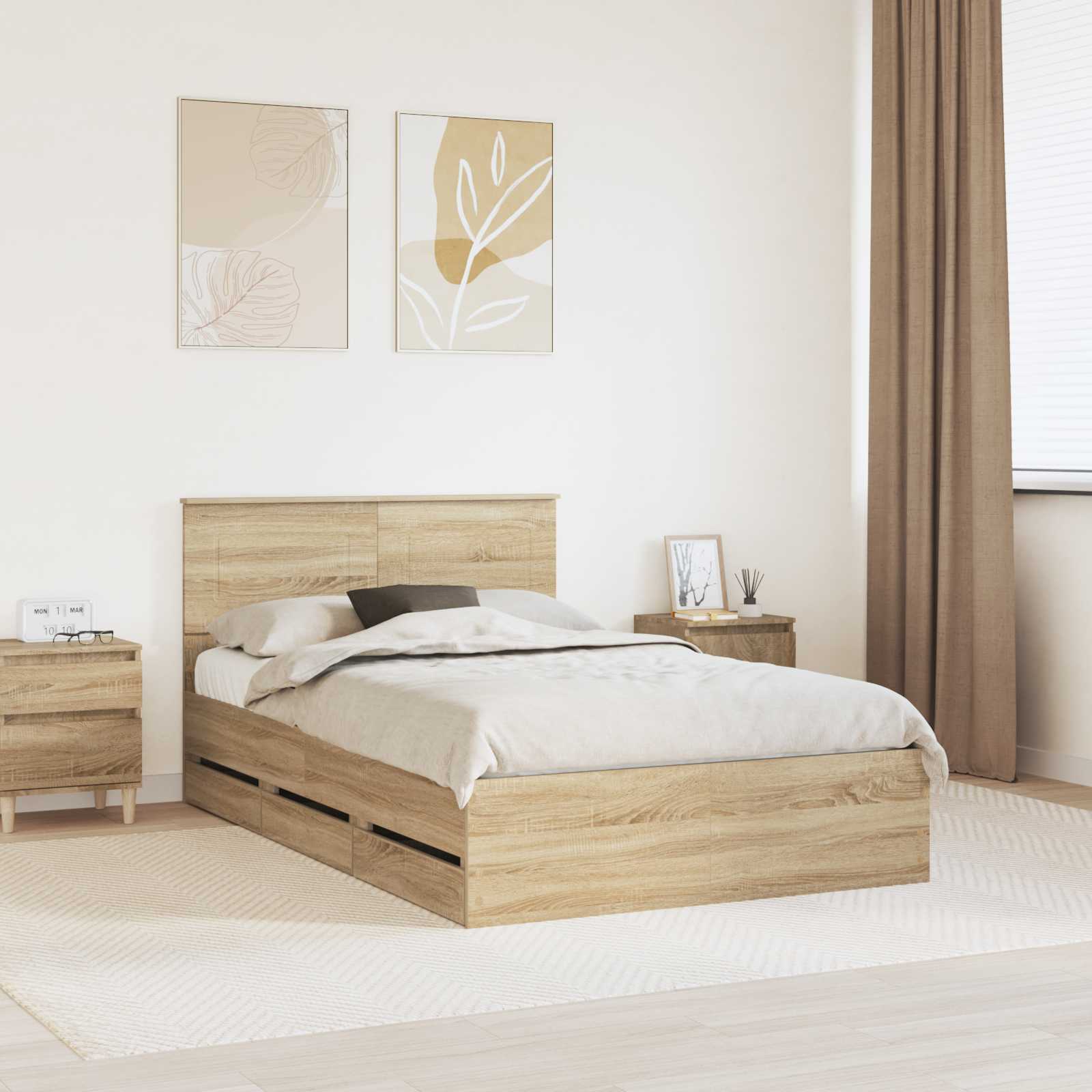 Cadre de lit Chêne Sonoma 120 x 190 cm Bois Ingénierie - XIOS