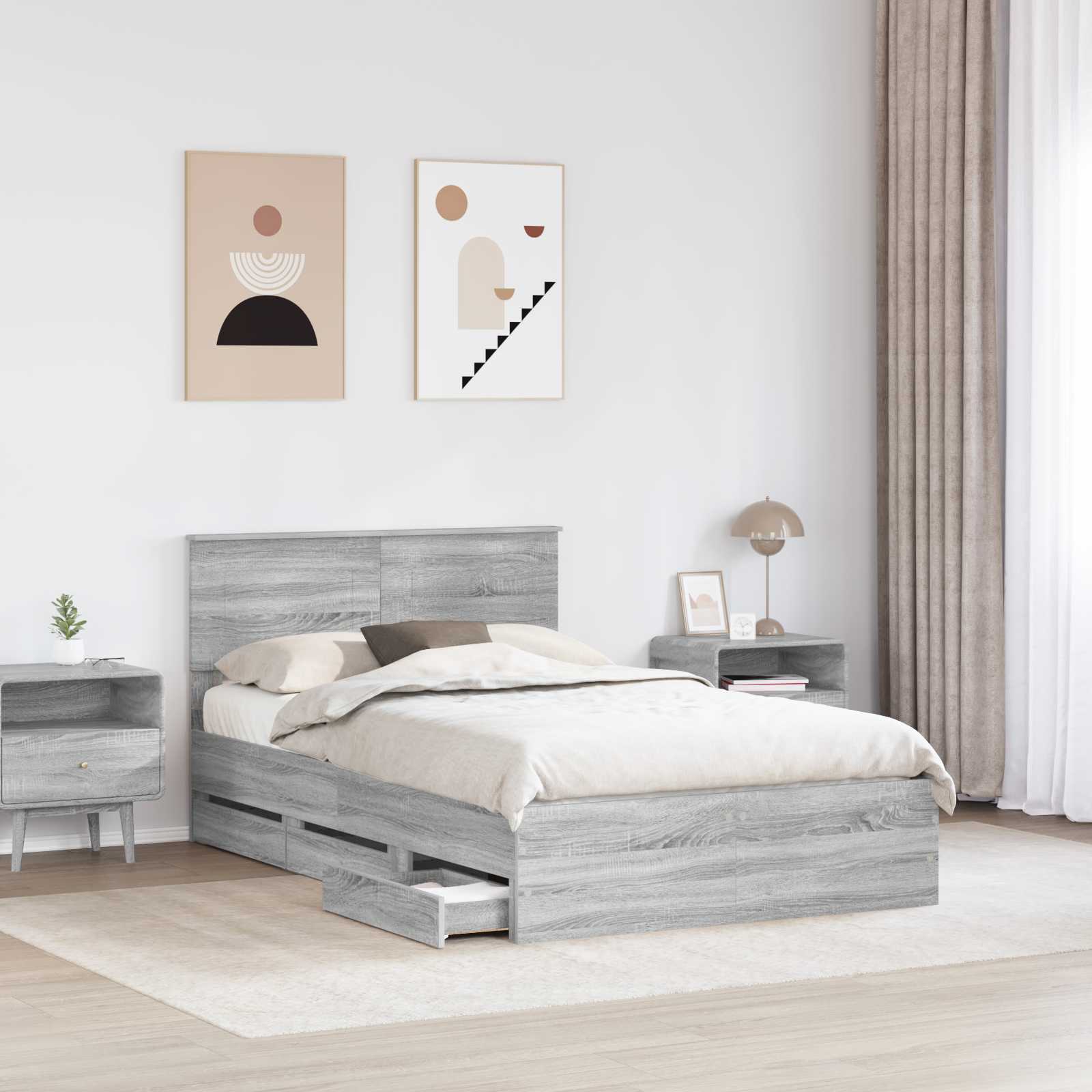 Cadre de lit Gris Sonoma 120 x 190 cm Bois Ingénierie - XIOS