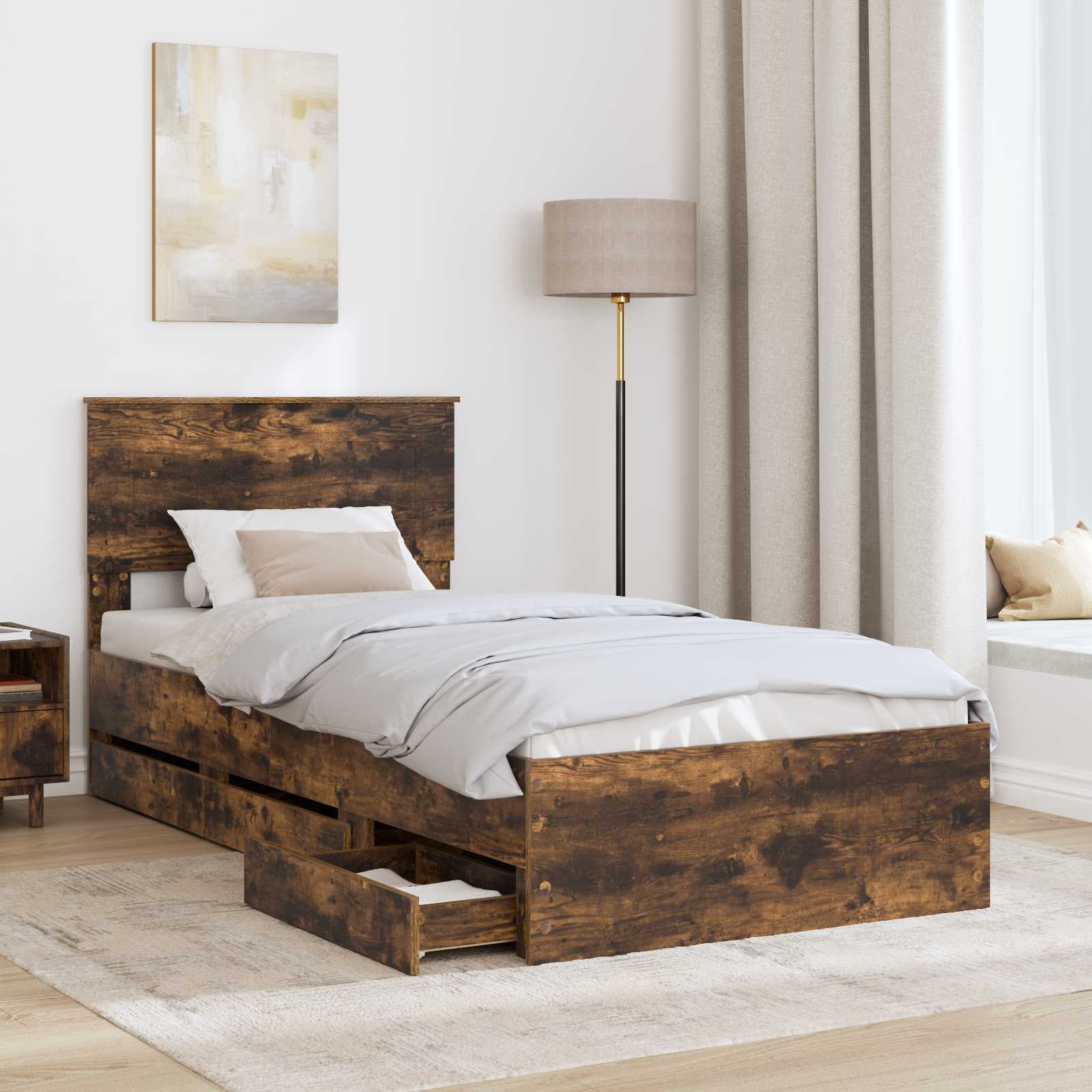 Cadre de lit Chêne fumé 100 x 200 cm Bois Ingénierie - XIOS