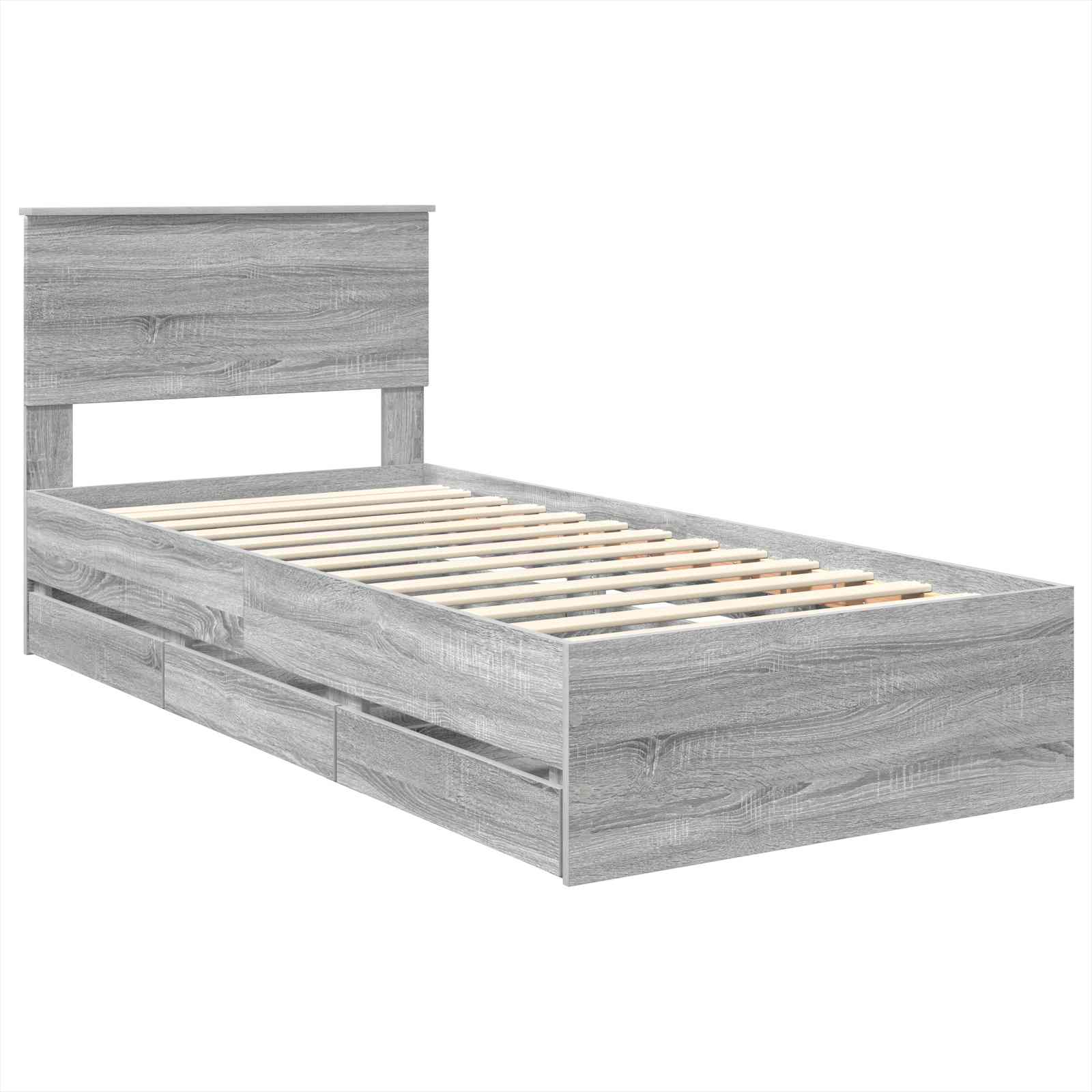 Cadre de lit Gris Sonoma 100 x 200 cm Bois Ingénierie - XIOS