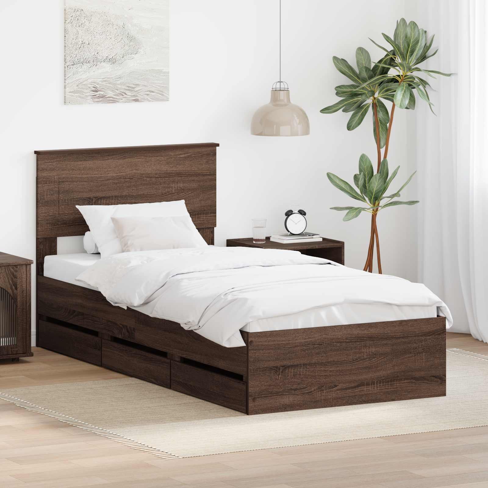 Cadre de lit Chêne brun 100 x 200 cm Bois Ingénierie - XIOS