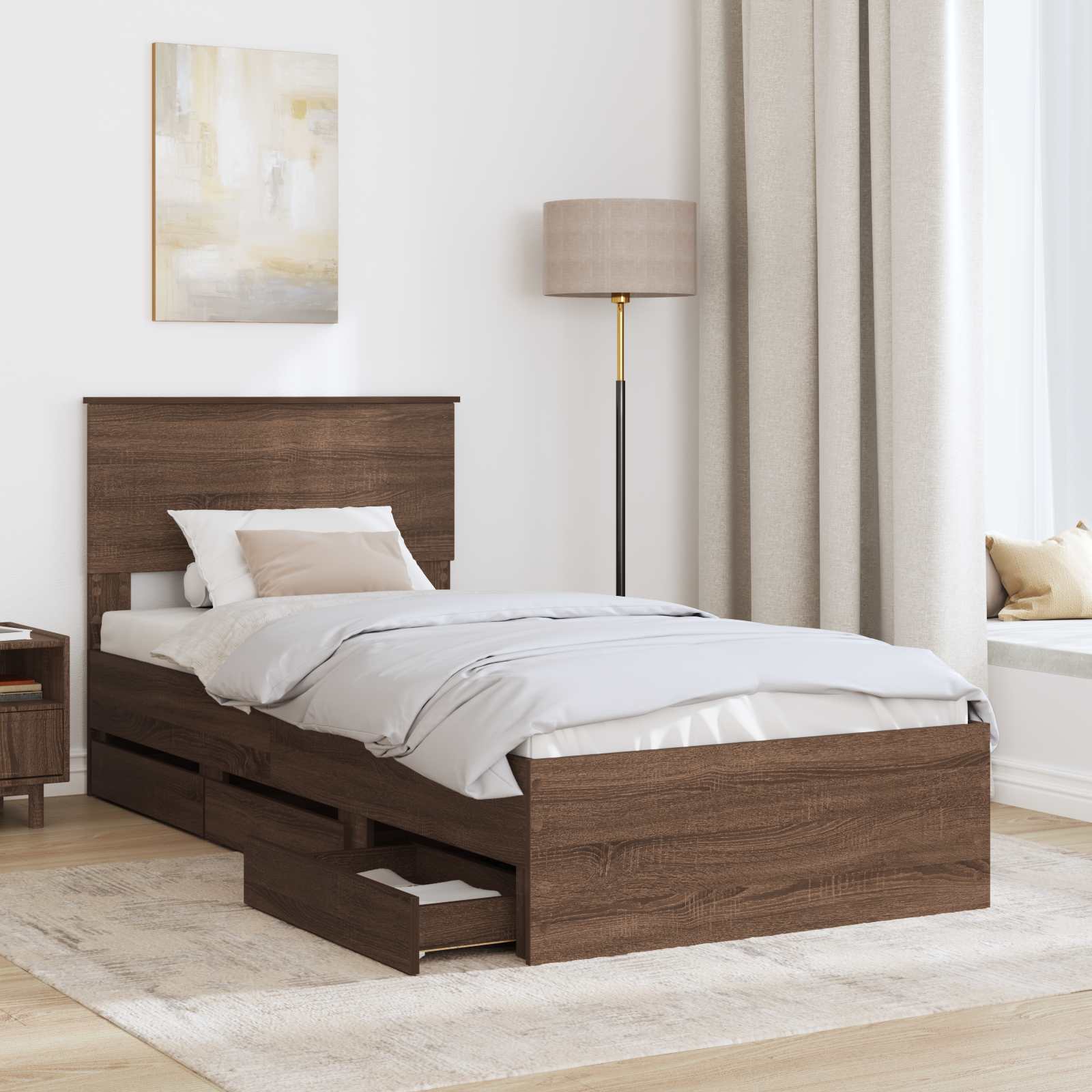 Cadre de lit Chêne brun 100 x 200 cm Bois Ingénierie - XIOS