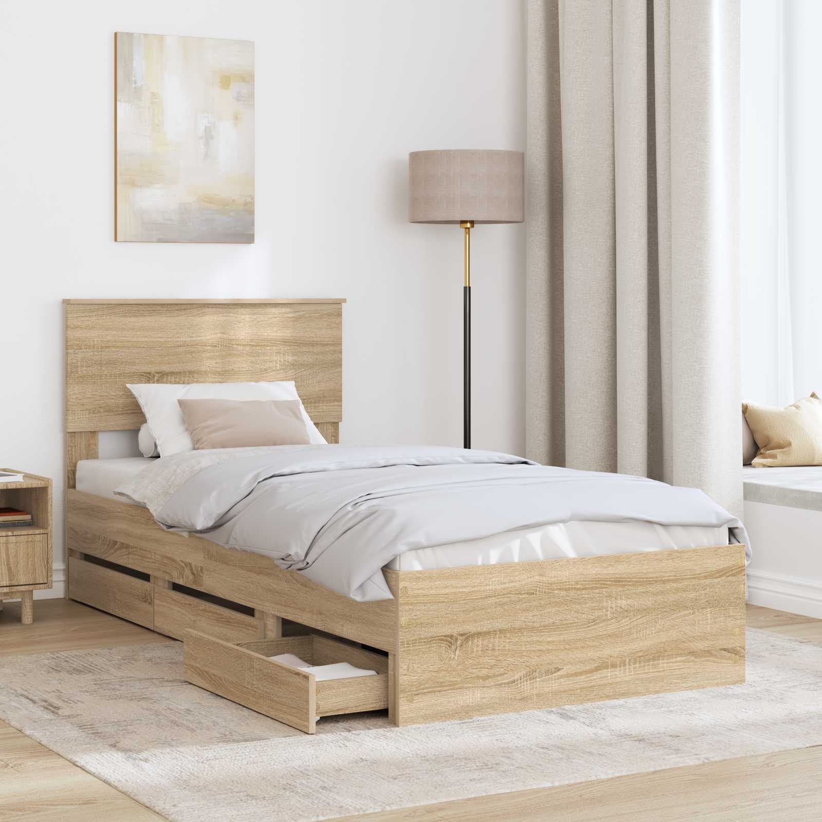 Cadre de lit Chêne Sonoma 75 x 190 cm Bois Ingénierie - XIOS