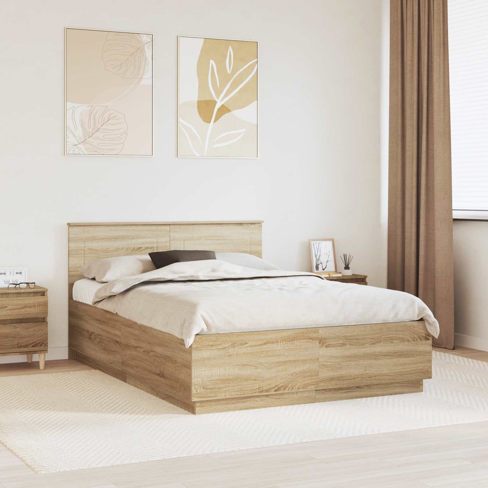 Cadre de lit Chêne Sonoma 150 x 200 cm Bois d'ingénierie - XIOS