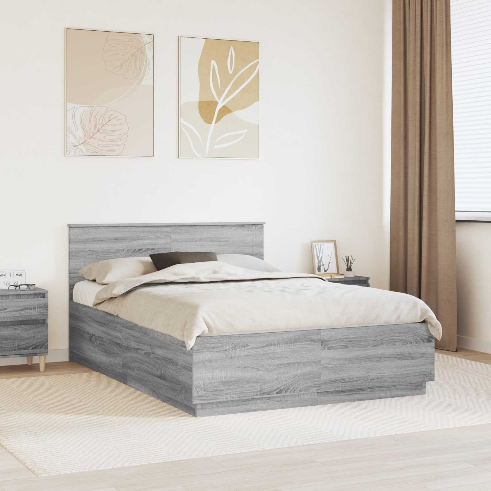 Cadre de lit Gris Sonoma 140 x 200 cm Bois d'ingénierie - XIOS
