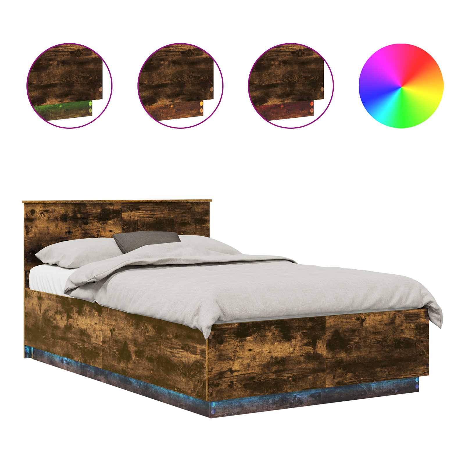 Cadre de lit Chêne fumé 135 x 190 cm Bois d'ingénierie - XIOS